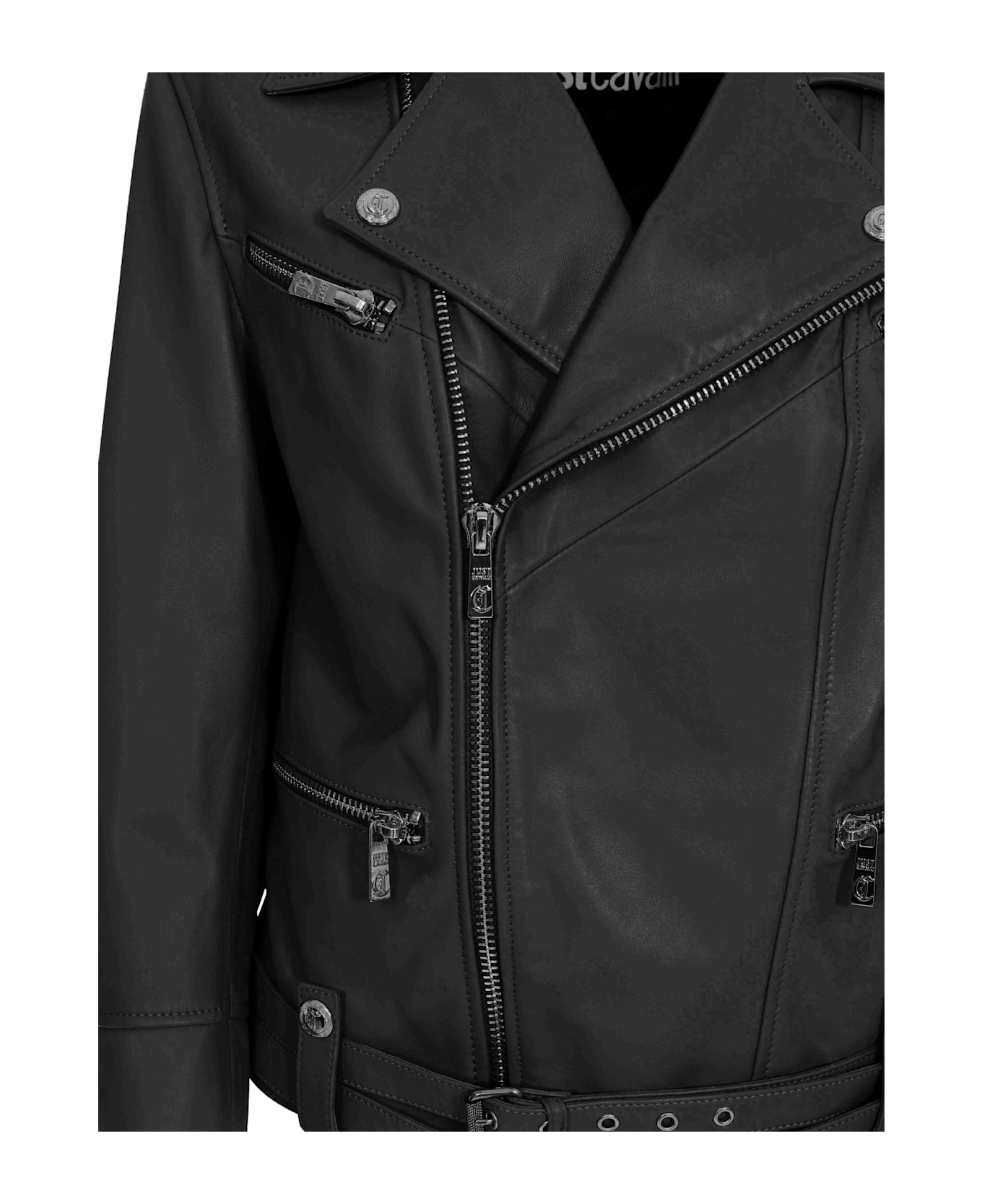 Just Cavalli Leather Jacket - Black