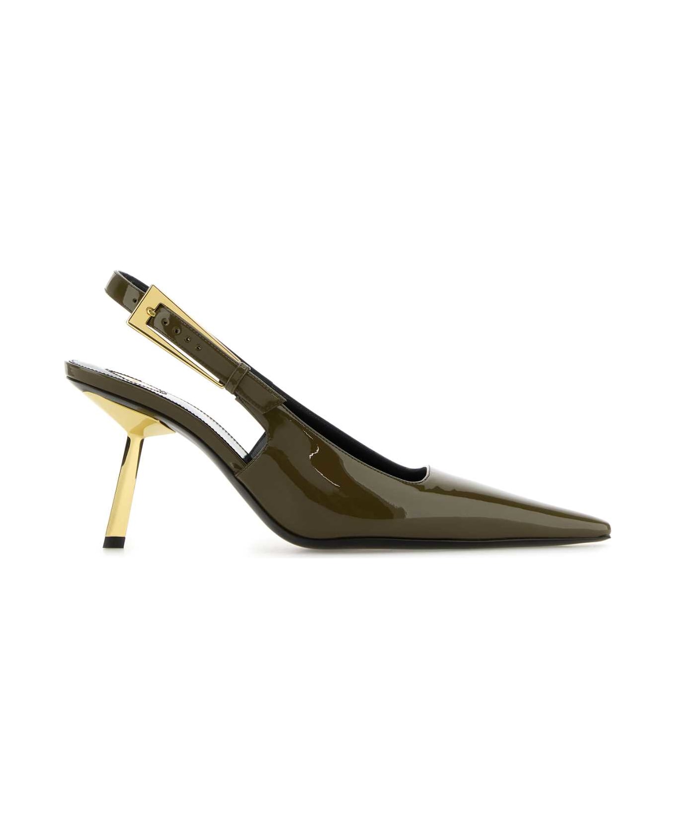 Saint Laurent Olive Green Leather Lee Pumps - AMBERGREEN