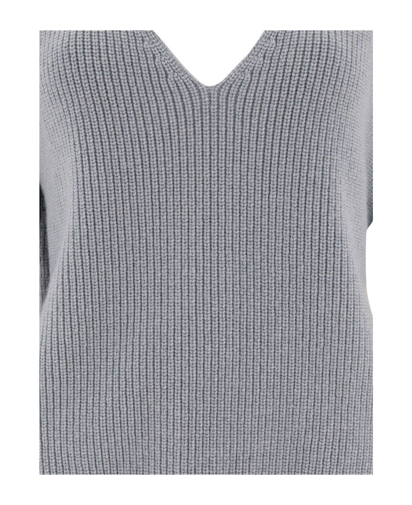 Rick Owens Eclipse V-neck Jumper - PALE BLUE