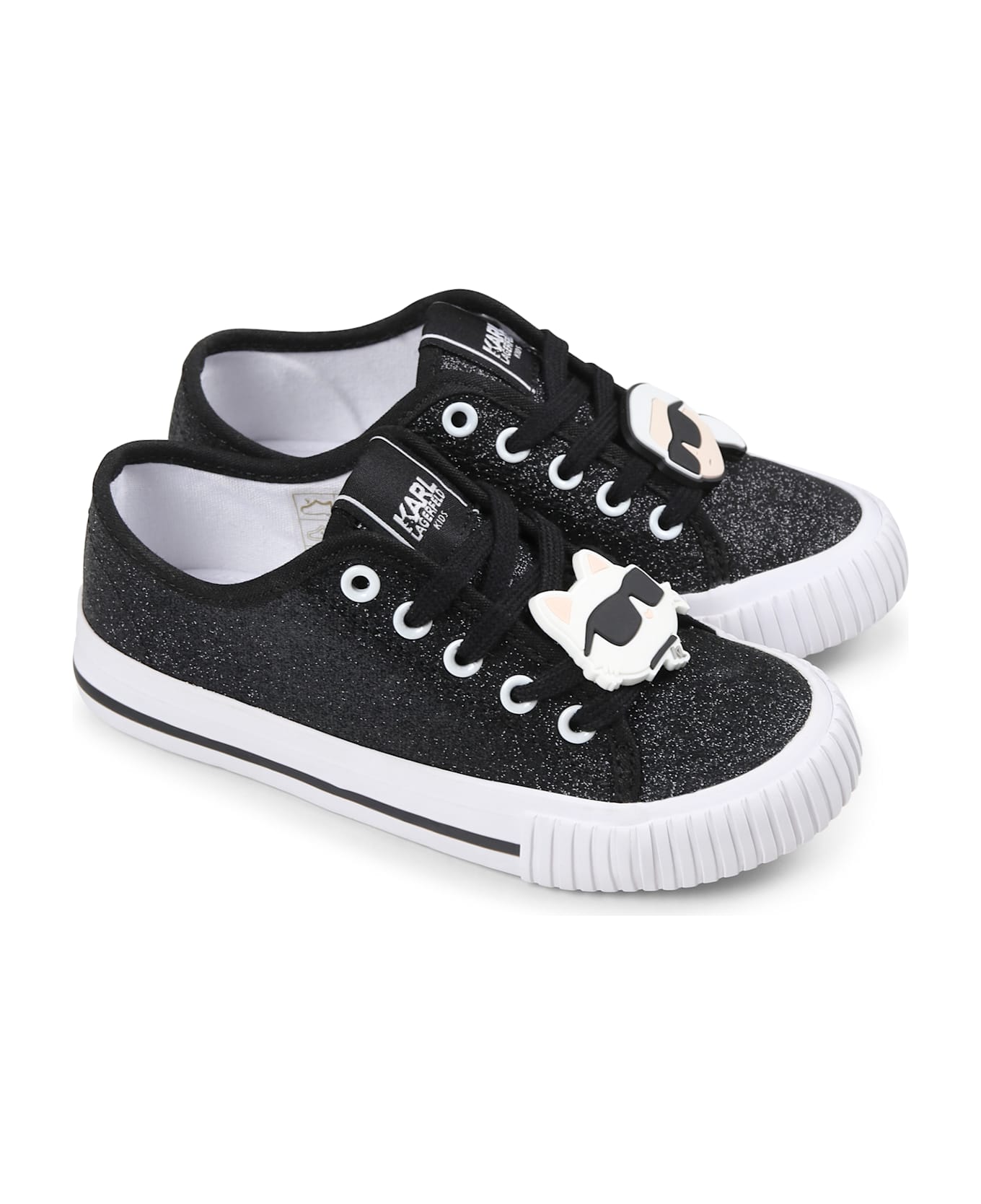 Karl Lagerfeld Kids Black Sneakers For Girl With Choupette And Karl Lagerfeld - Black