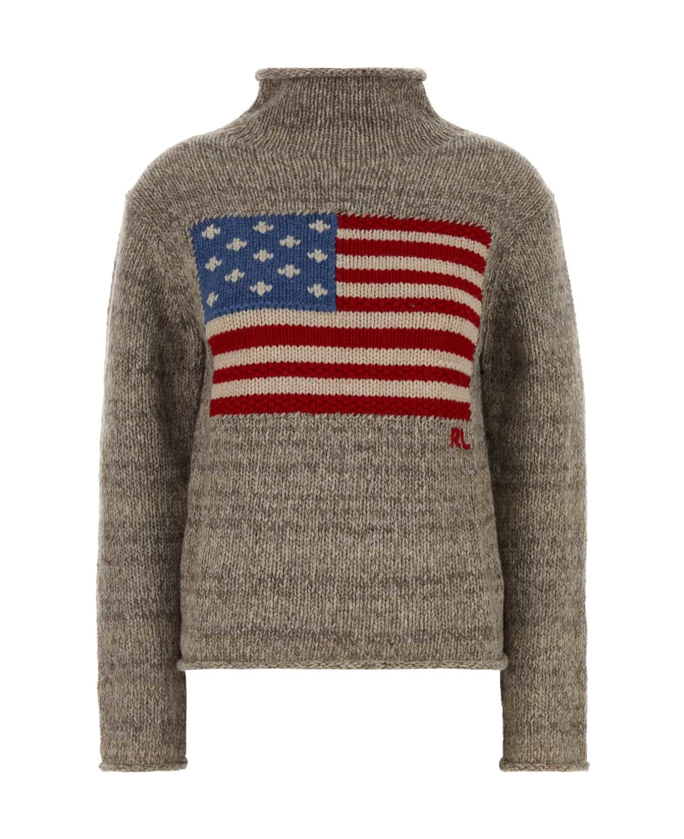 Polo Ralph Lauren Melange Cappuccino Wool Blend Sweater - NATURALMULTI