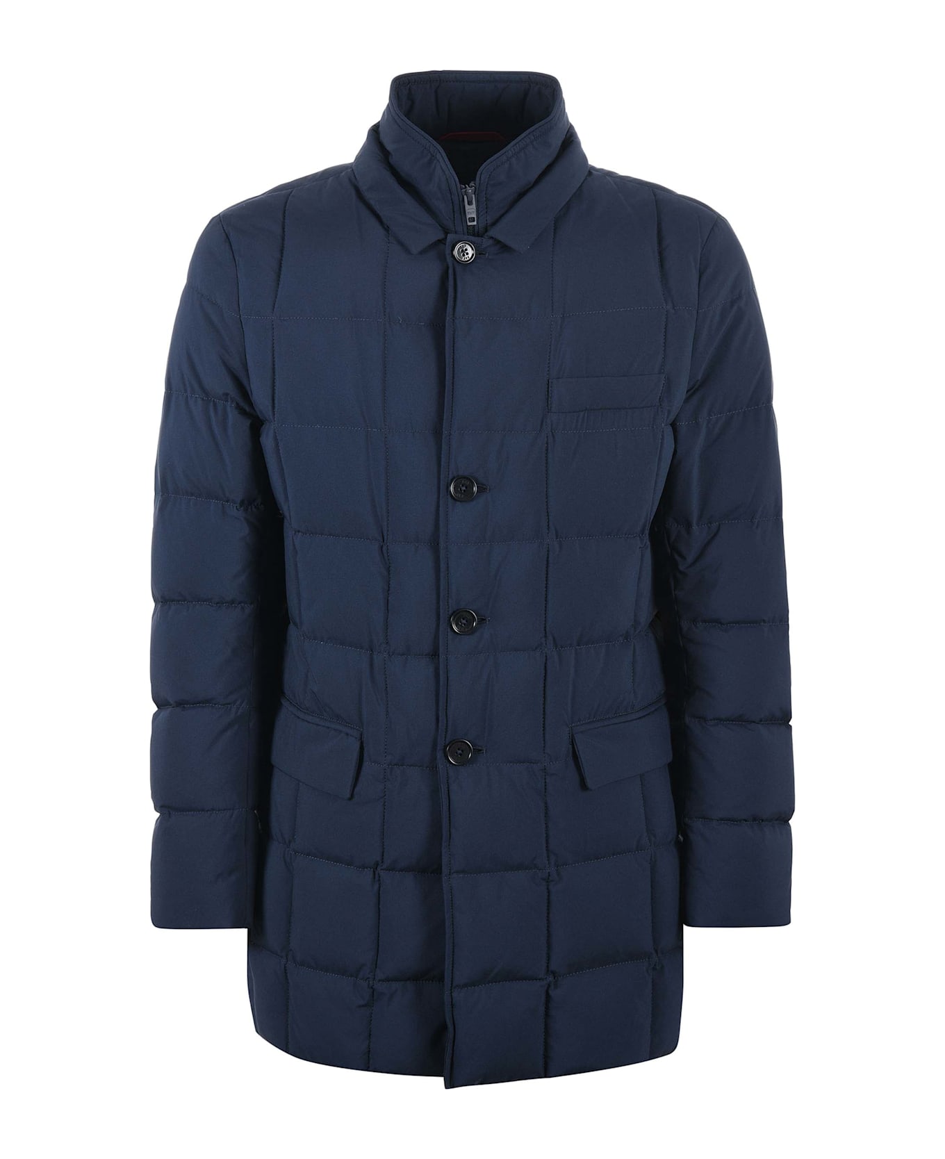 Fay Navy Blue Quilted Coat - Blue