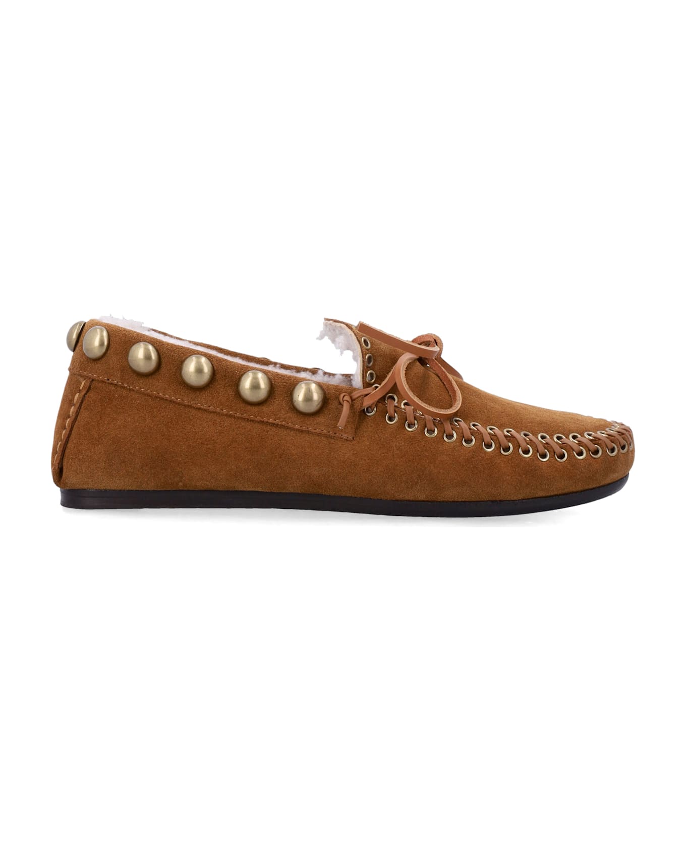 Isabel Marant Fitza Shearling Suede Loafers - COGNAC GOLD