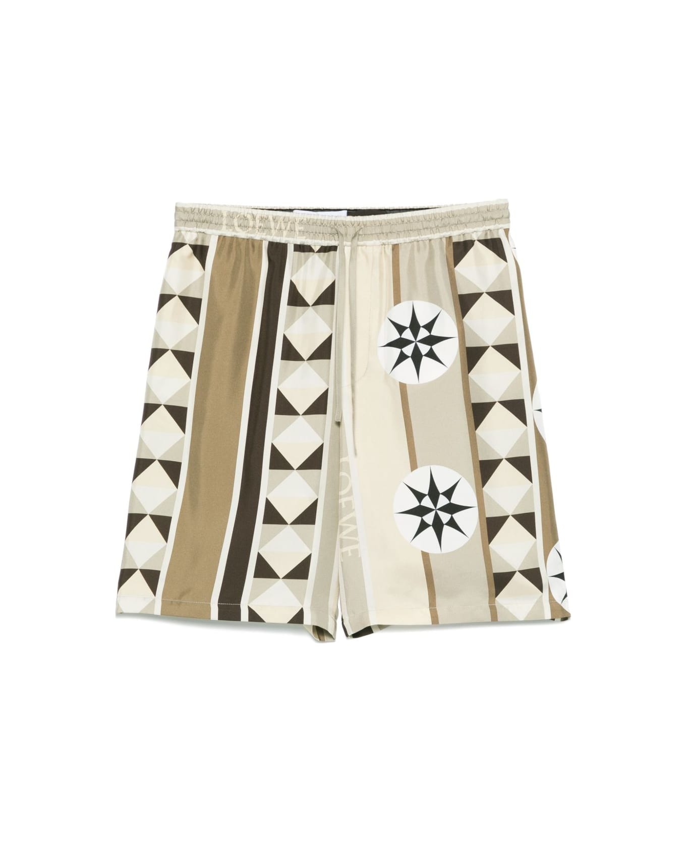 Loewe Printed Silk Shorts - Beige