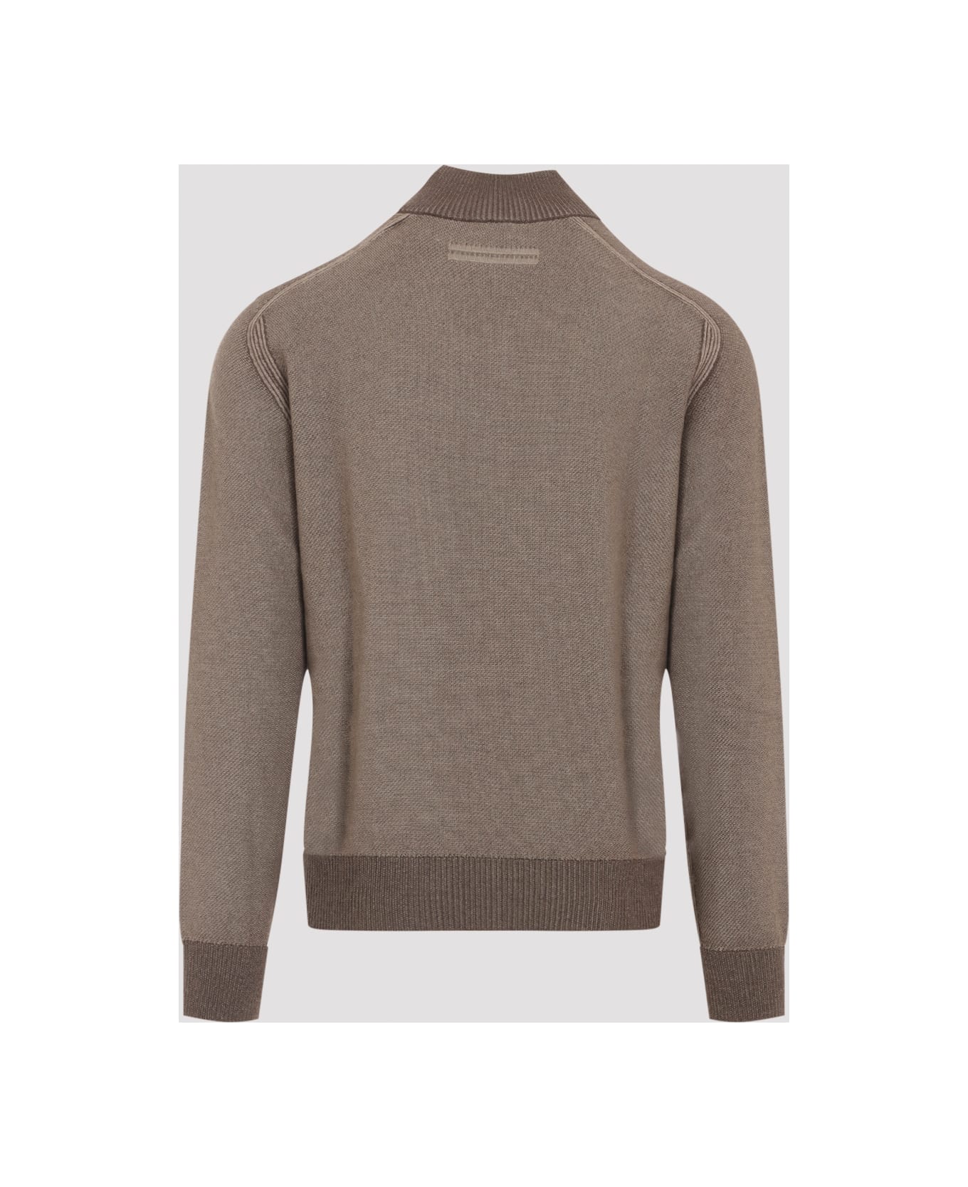 Zegna Cashseta Full Zip Pullover - Marrone Medio Fantasia