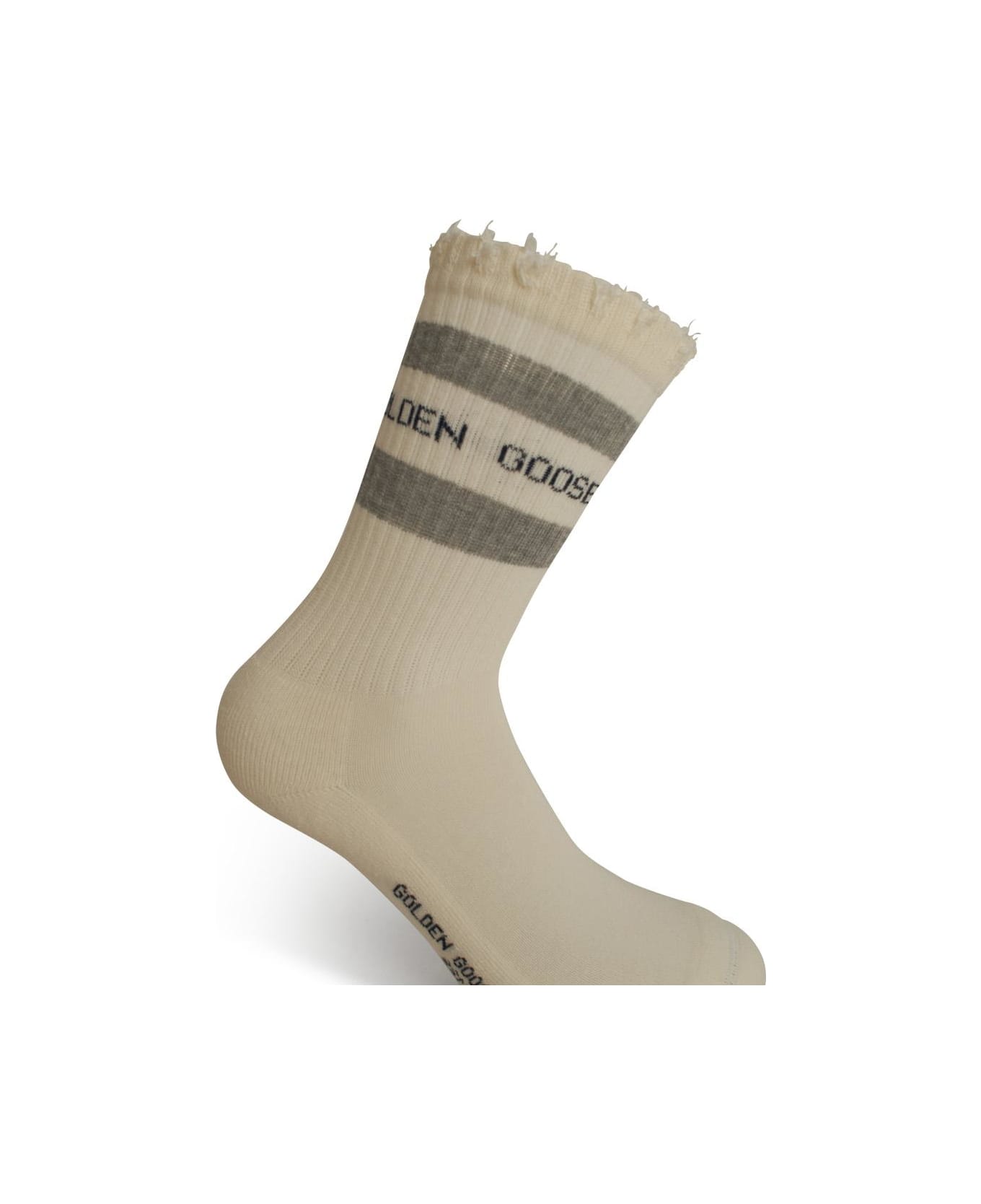 Golden Goose Cream Cotton Blend Socks - White