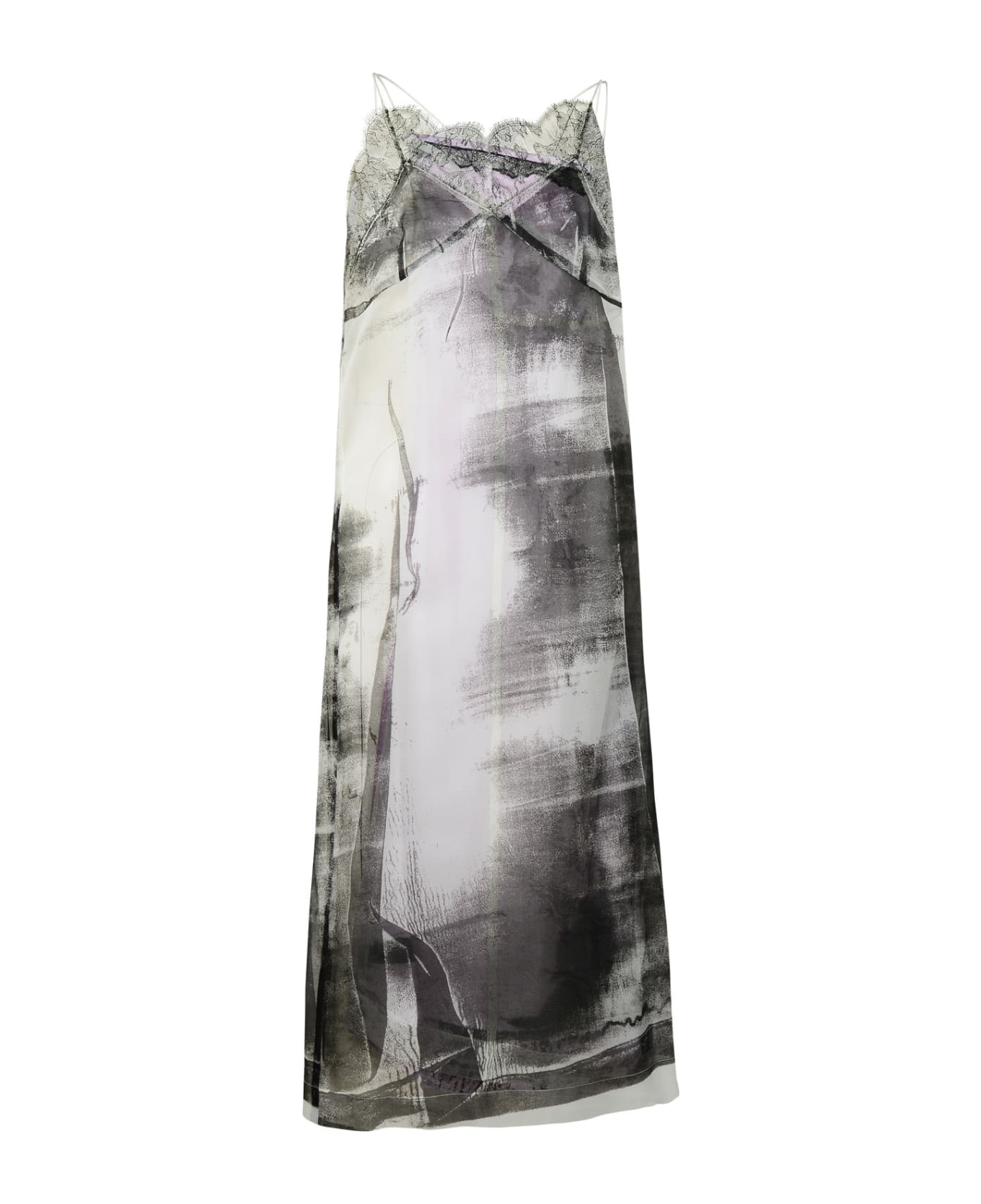 Maison Margiela Silk Blend Dress - Lilac/pistachio ワンピース＆ドレス