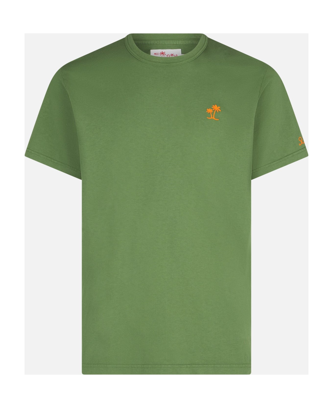 MC2 Saint Barth Man Military Green Cotton T-shirt