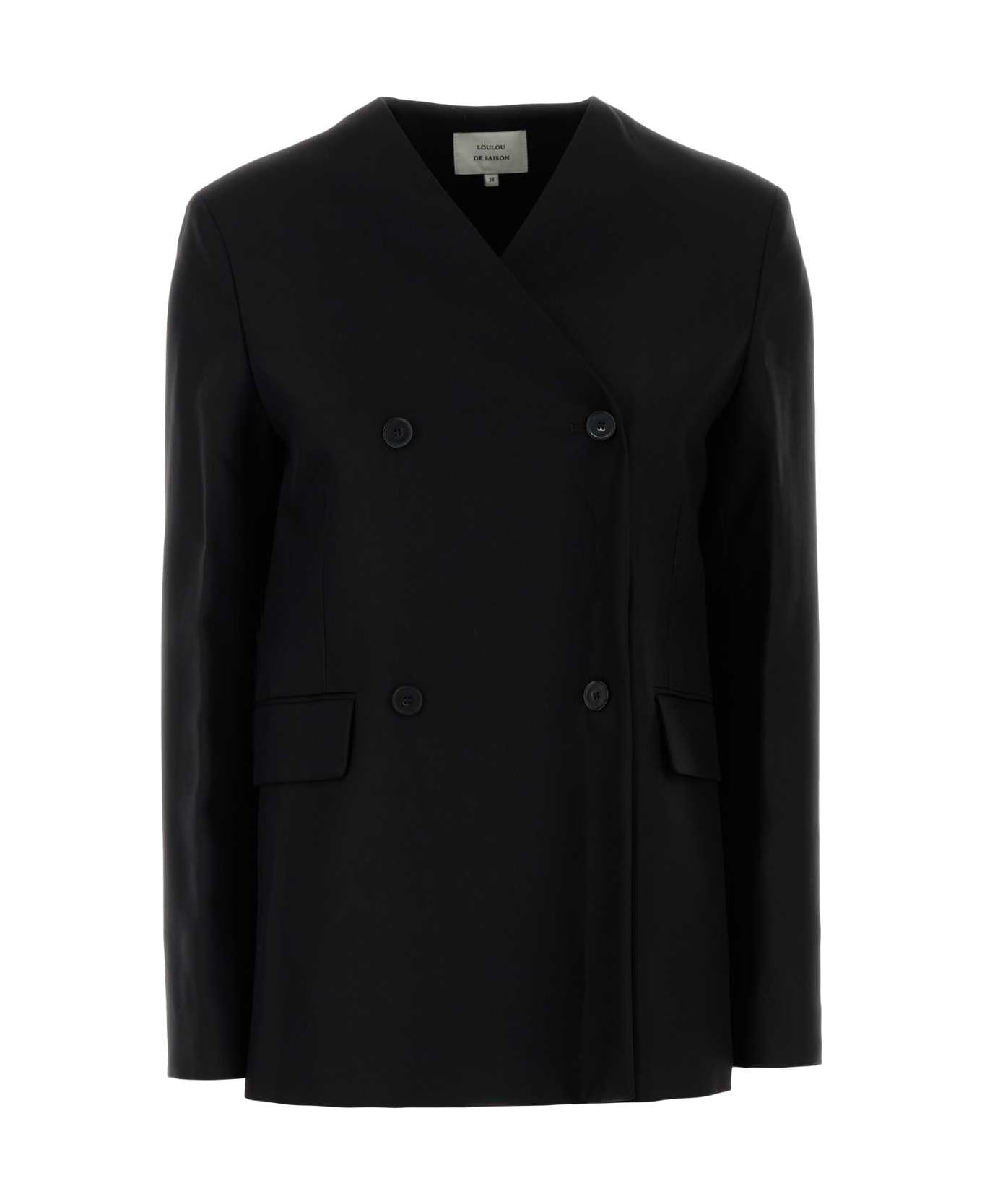 Loulou Studio Black Viscose Blend Munro Blazer - BLACK