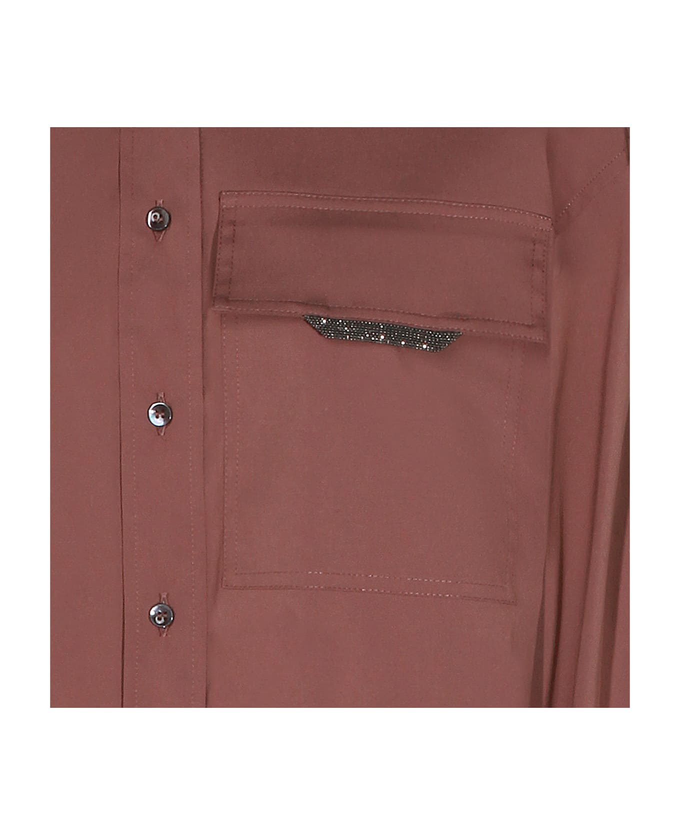 Brunello Cucinelli Red Brown Cotton Shirt - RED BROWN