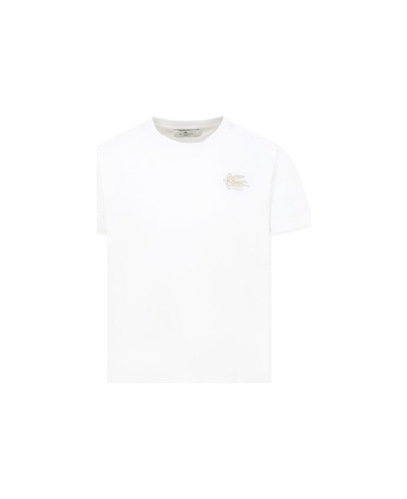 Etro White Cotton T-shirt For Girl Pegasus - White