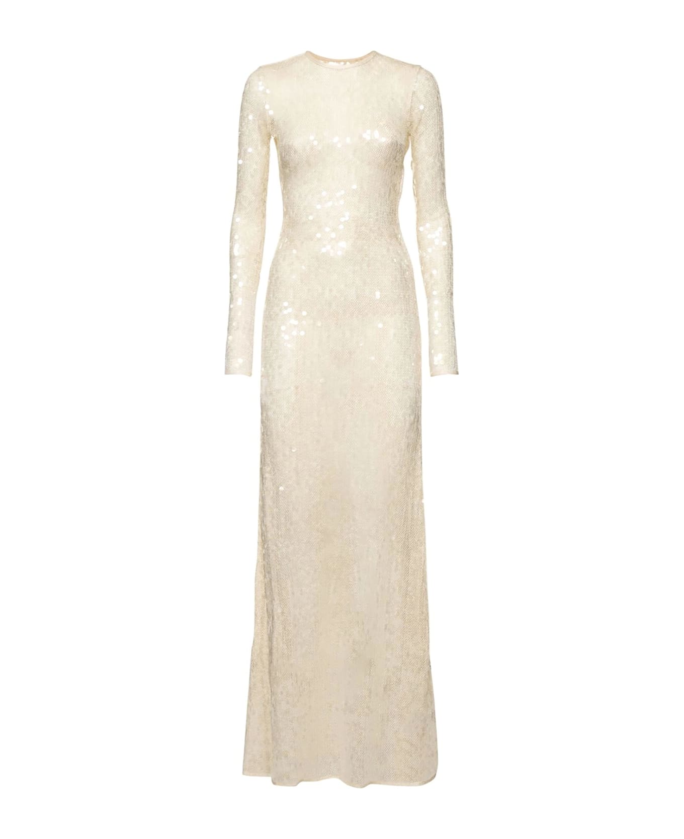 David Koma Long Sleeved Sequin Gown - White