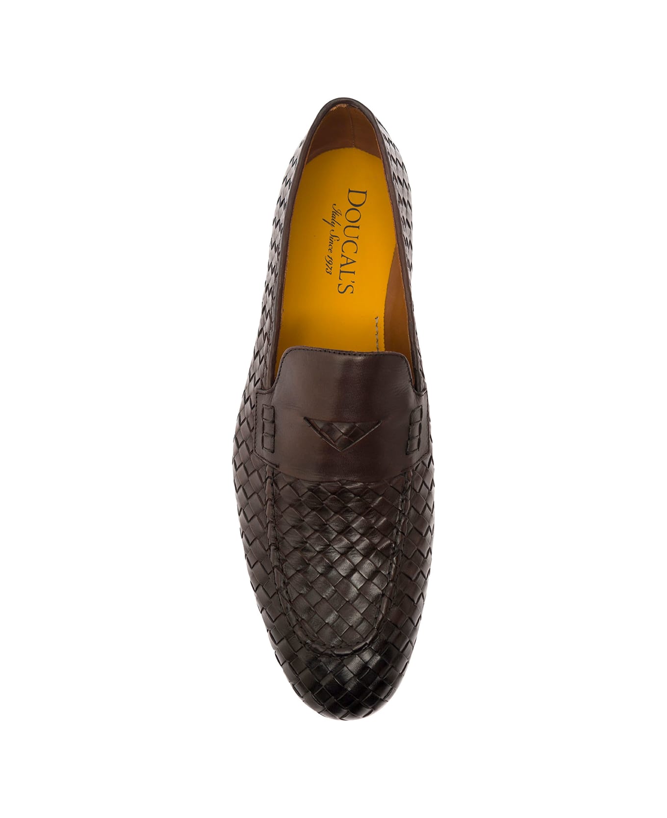 Doucal's Brown Pull On Loafers In Woven Leather Man - Brown ローファー＆デッキシューズ
