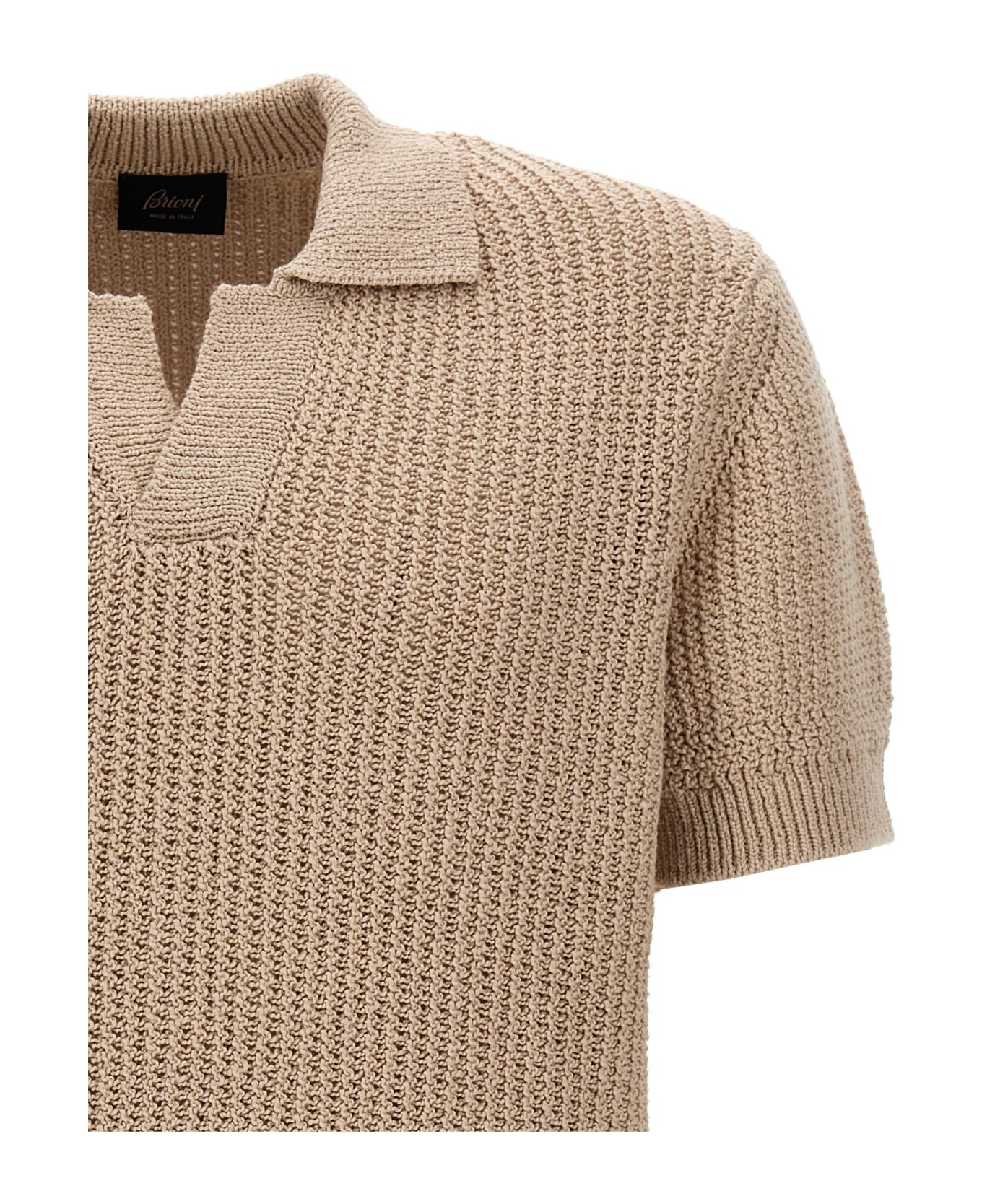 Brioni Knitted Polo Shirt - Beige ニットウェア