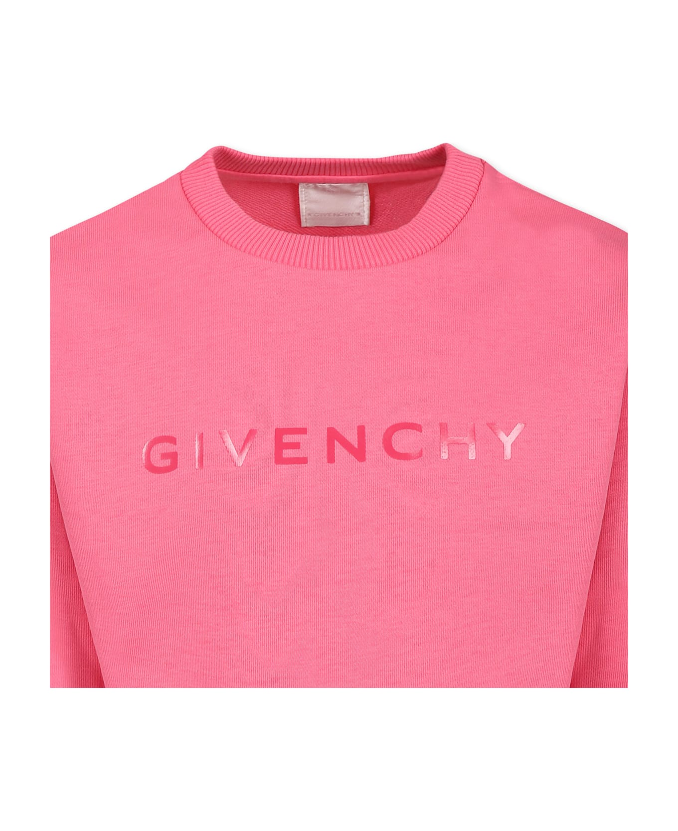 Givenchy Pink Crop Sweatshirt For Girl With Logo - Pink
