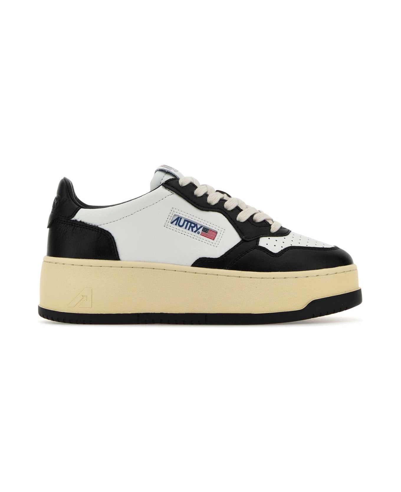 Autry Two-tone Leather Platform Low Wom Sneakers - WHITEBLACK ウェッジシューズ
