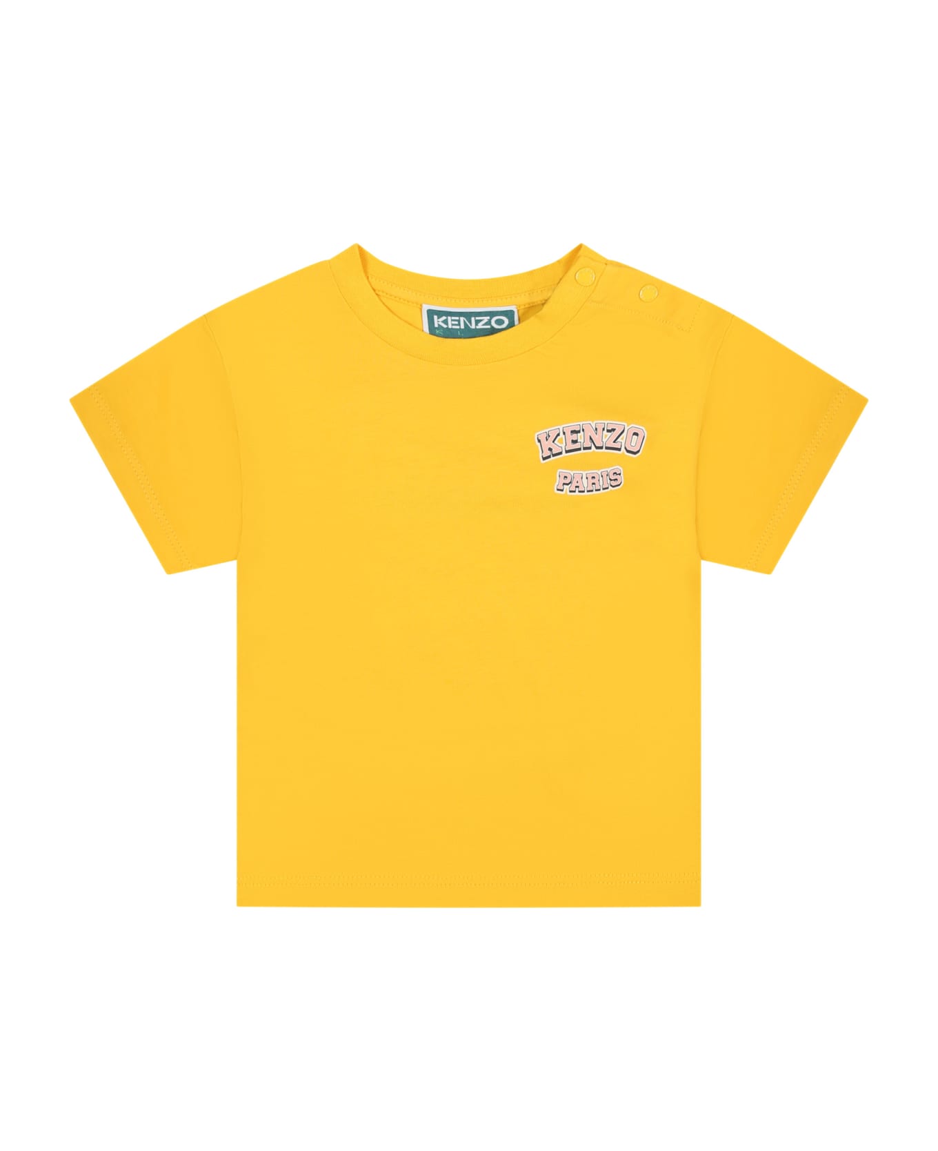 Kenzo Kids Yellow T-shirt For Baby Girl With Logo - Yellow Tシャツ＆ポロシャツ