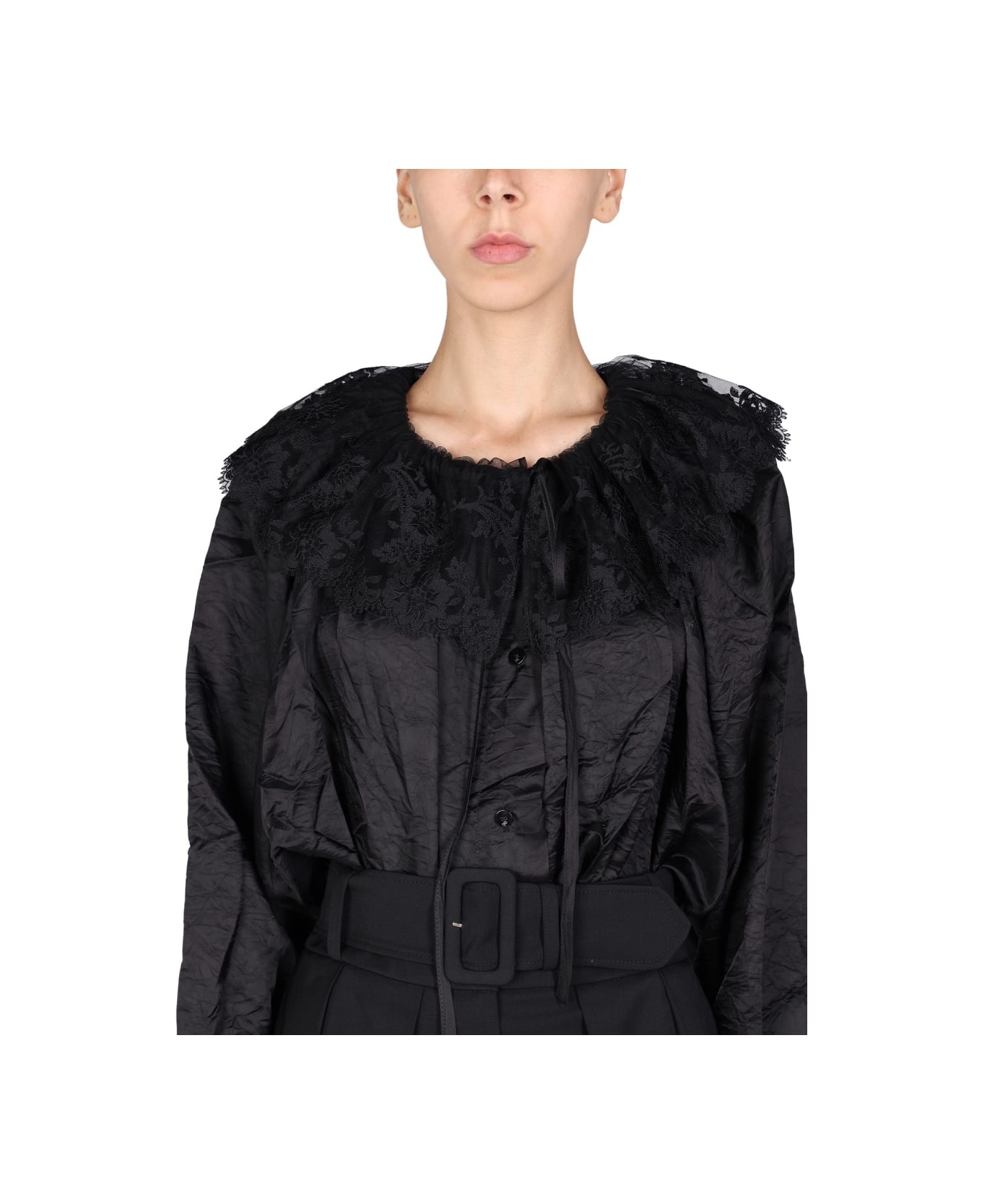 Patou Embroidery Blouse - BLACK