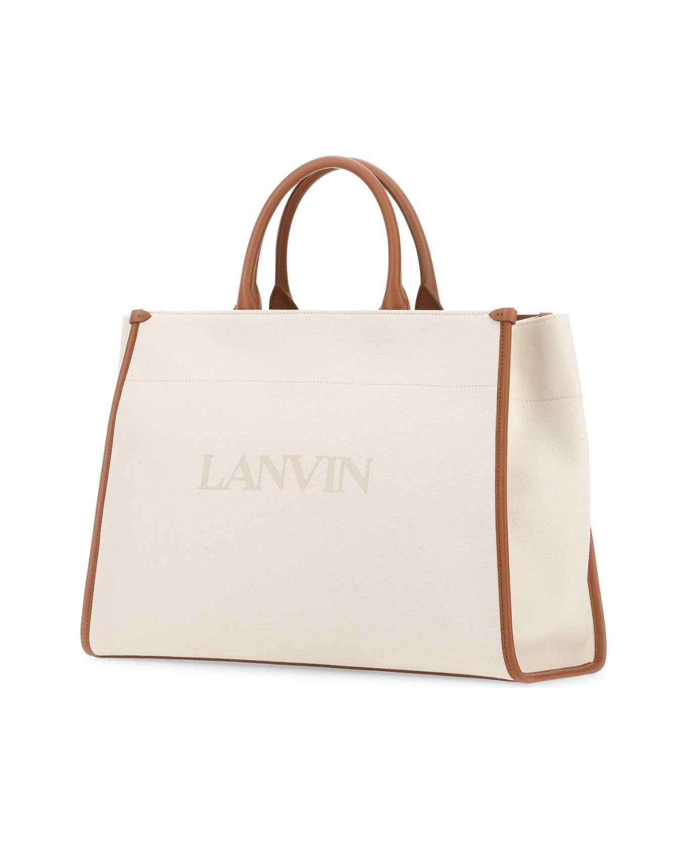 Lanvin Sand Canvas Shopping Bag - White