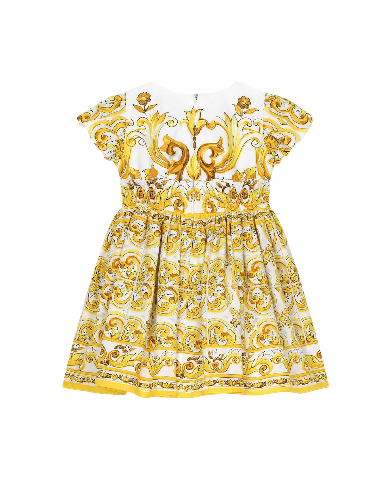 Dolce & Gabbana Poplin Dress With Yellow Maiolica Print - Yellow