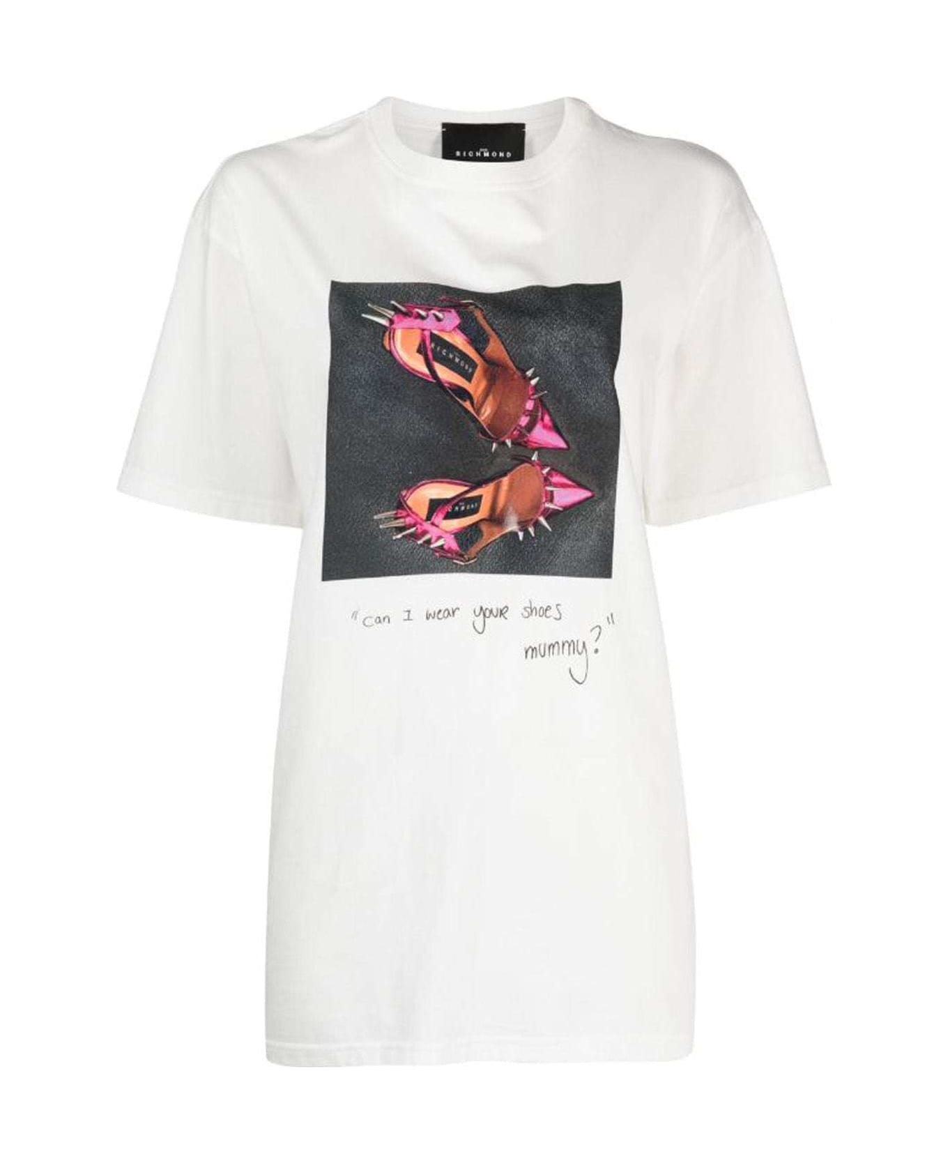 John Richmond T-shirt In 100% Cotton With Decorative Print - Bianco