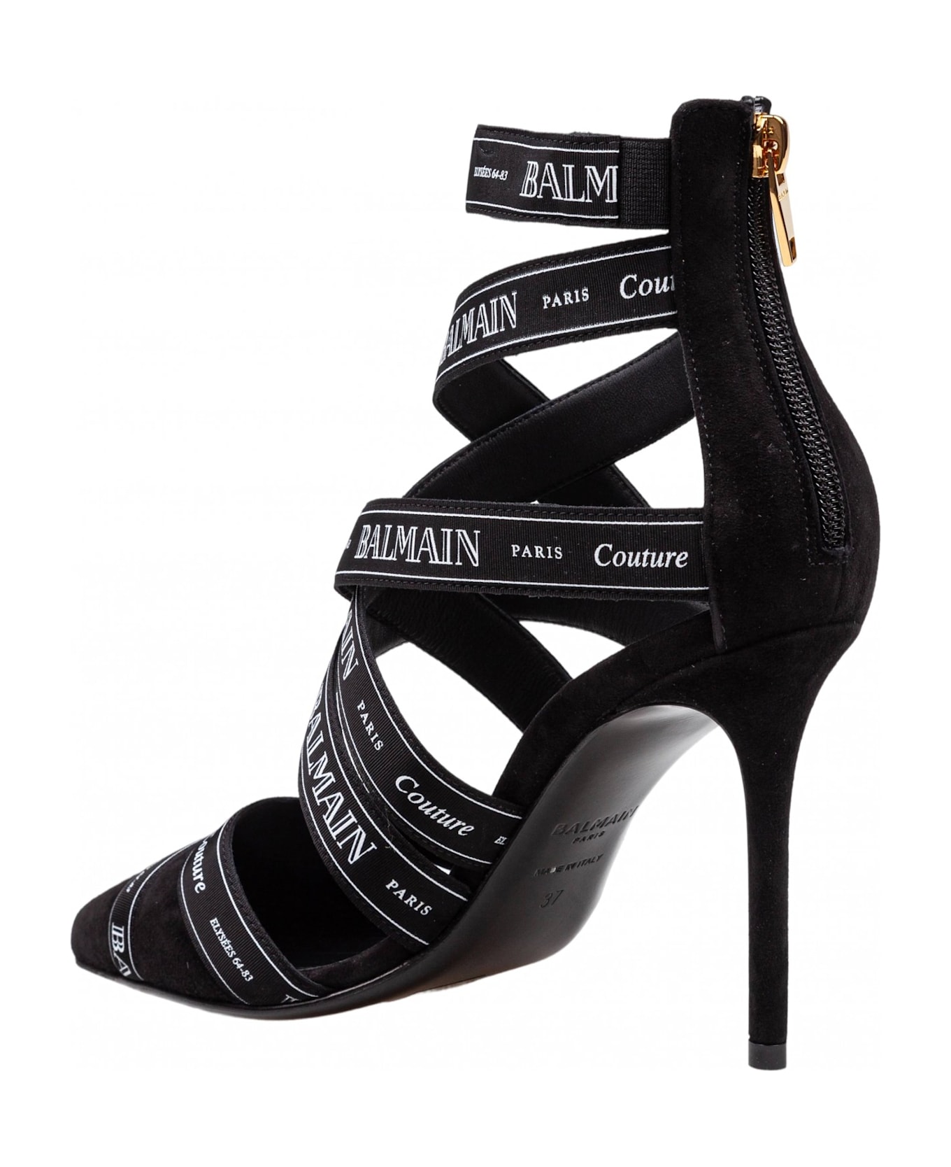 Balmain Balmain Ribbon Suede Pump Couture Sandal - Noir