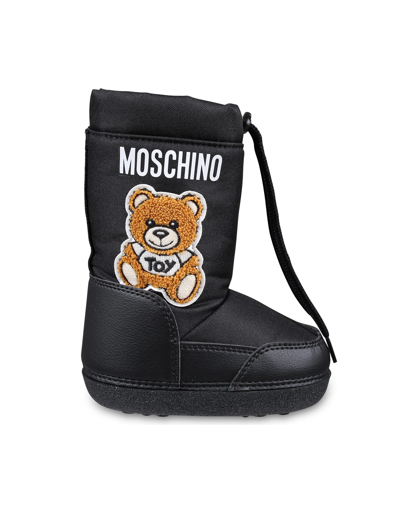 Moschino Black Snow Boots For Kids With Teddy Bear - Black