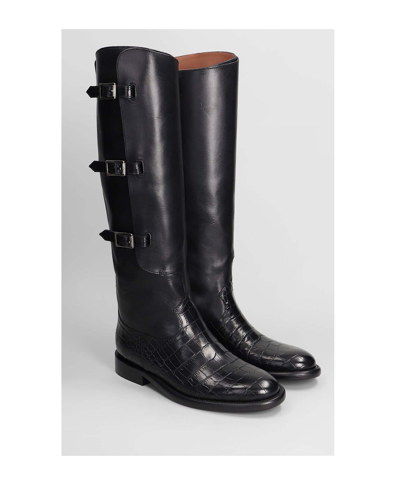 Paris Texas Montana Buckle Boot Low Heels Boots In Black Leather - EBANO-EBANO