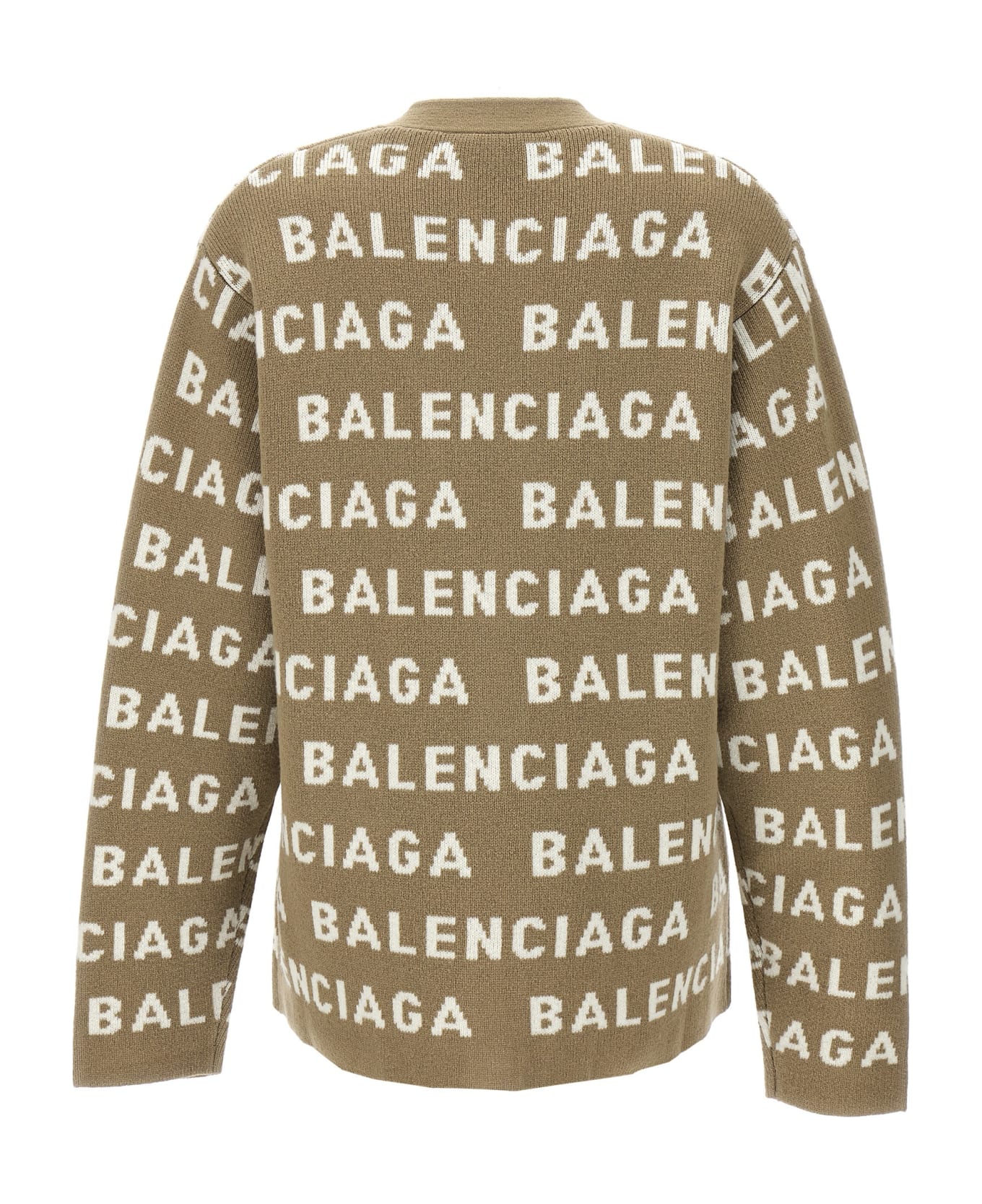 Balenciaga All-over Logo Cardigan - Beige