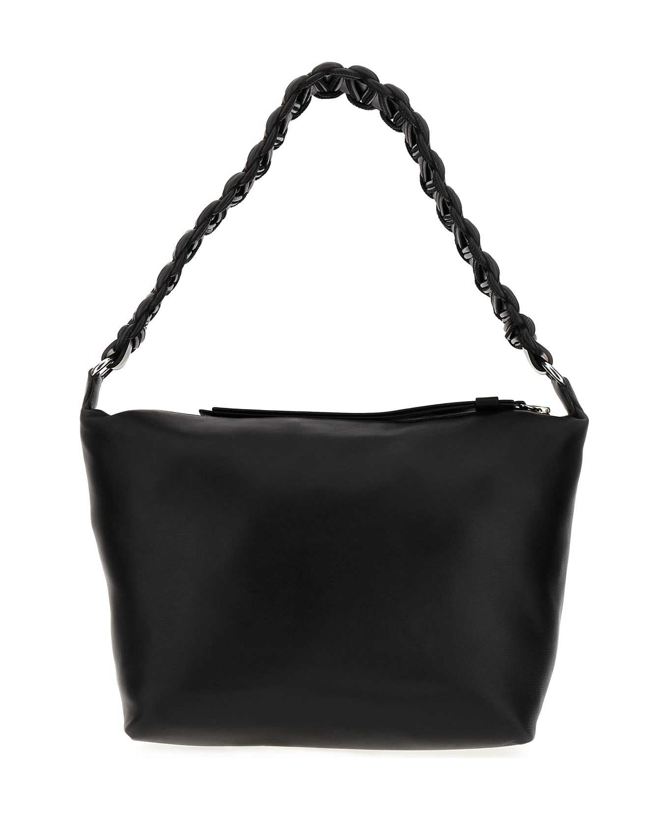 Kara Black Nappa Leather Lattice Shoulder Bag - BLACK