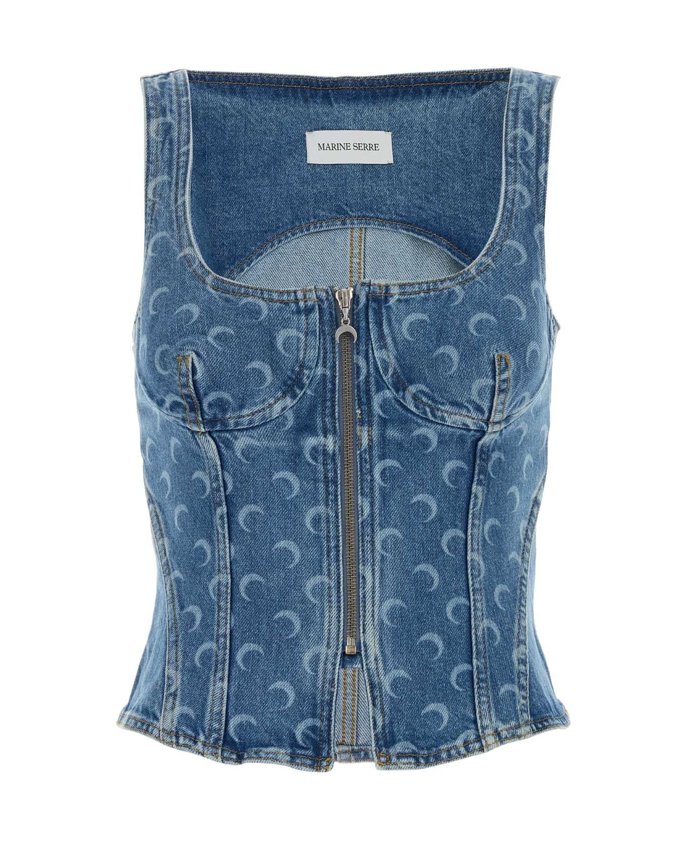 Marine Serre Denim Top - LIGHTBLUE