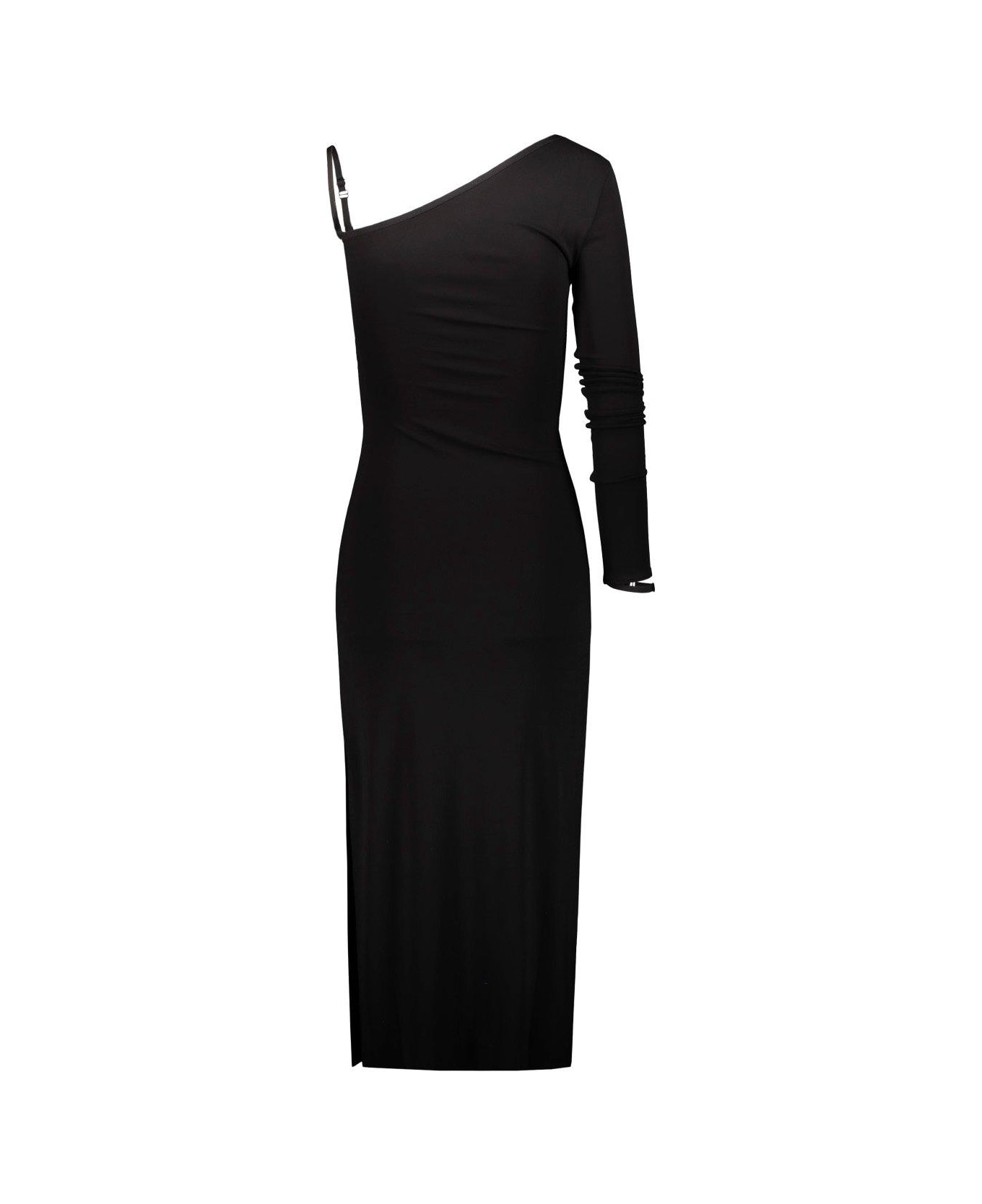 Courrèges One Sleeve Lingerie Dress - Black