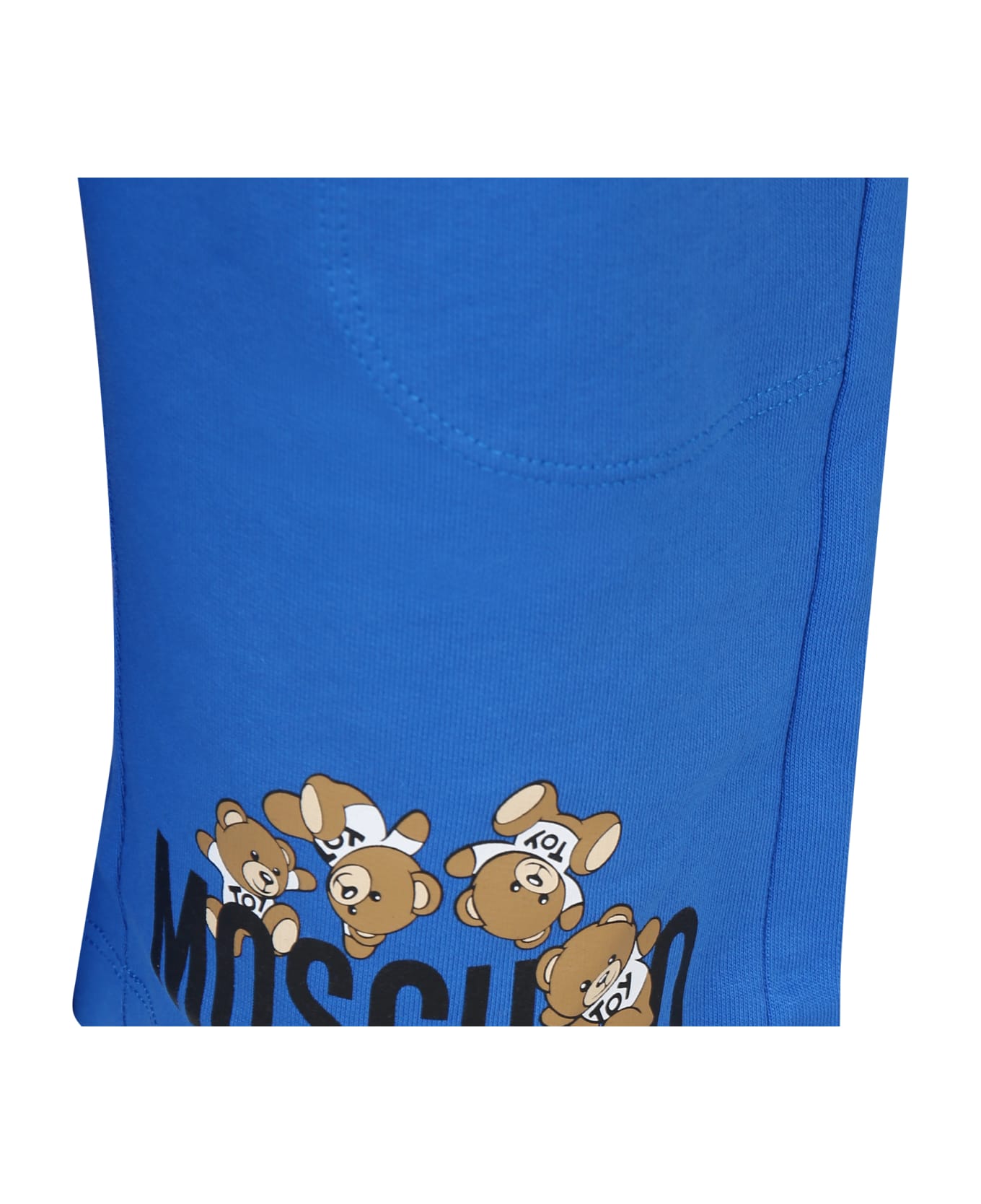 Moschino Light Blue Shorts For Kids With Teddy Bears And Logo - Light Blue