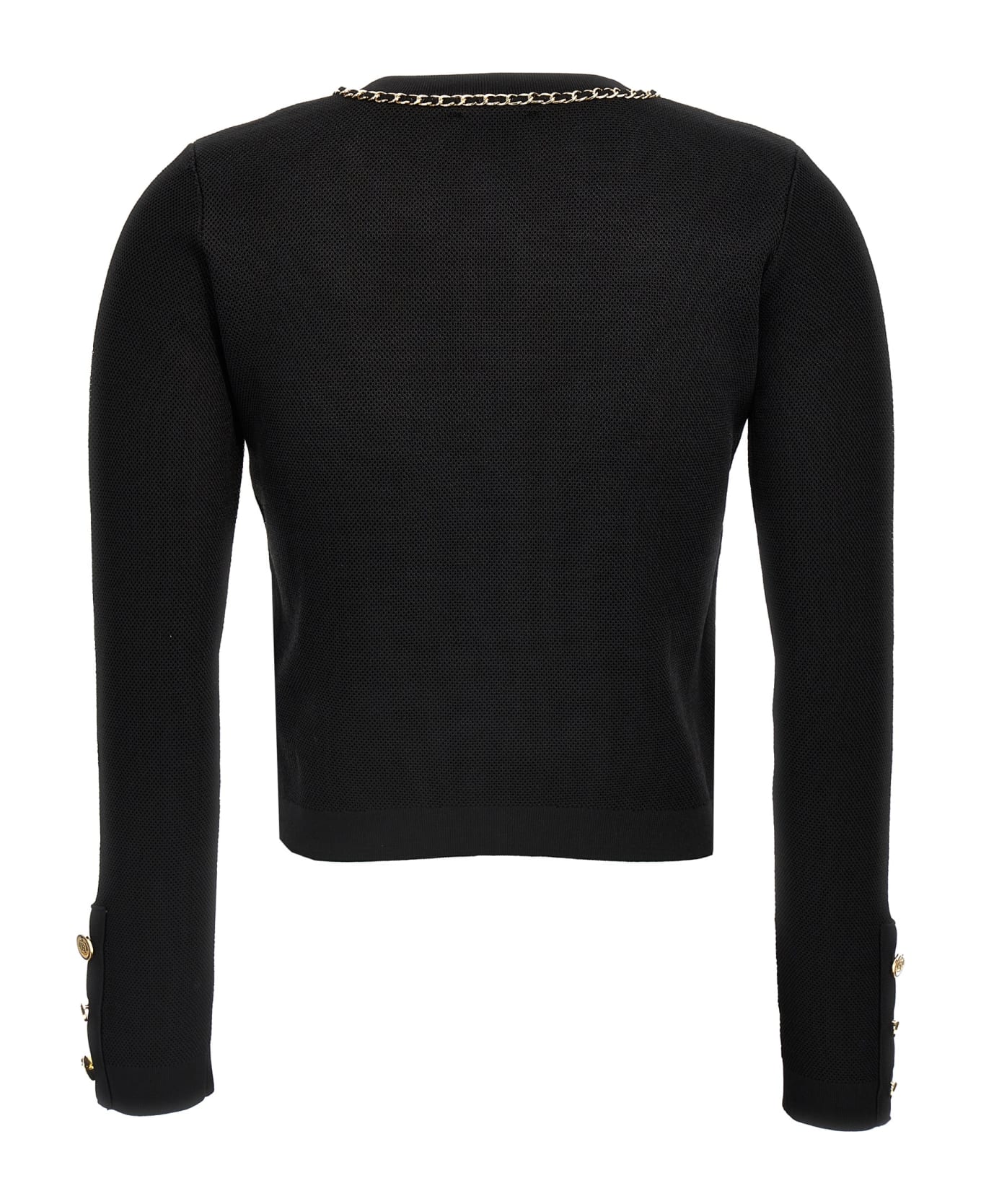 Elisabetta Franchi Cropped Chain Profile Cardigan - Black  