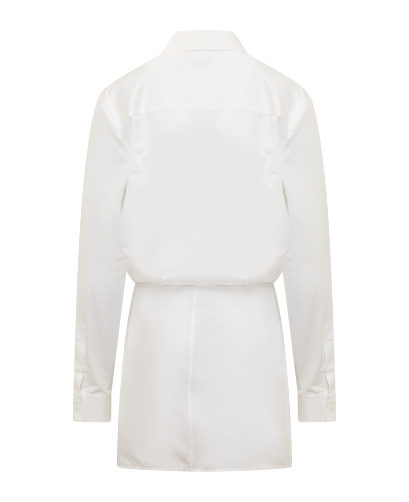 Off-White Cotton Shirtdress - White