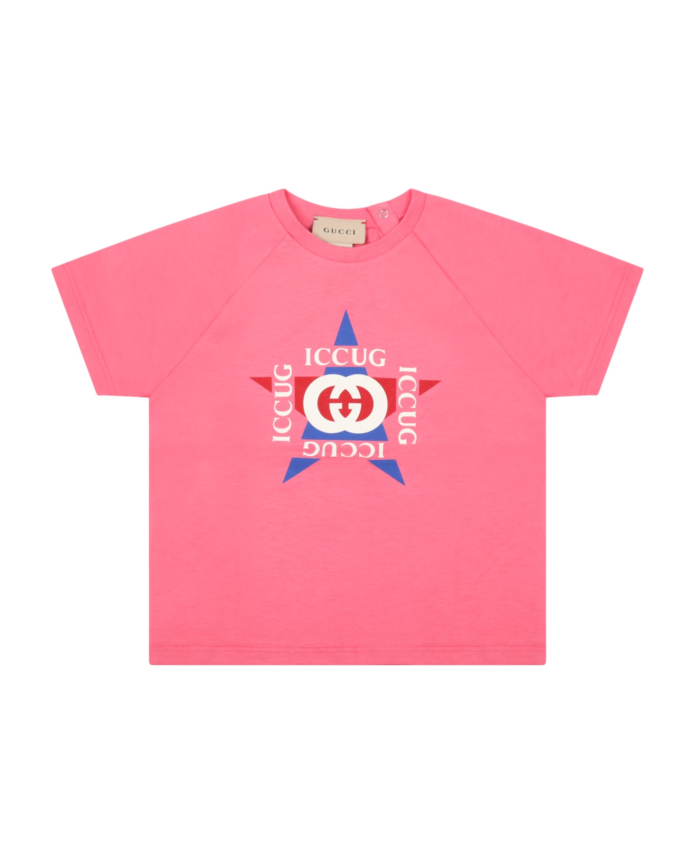Gucci Pink T-shirt For Baby Girl With Logos - Pink