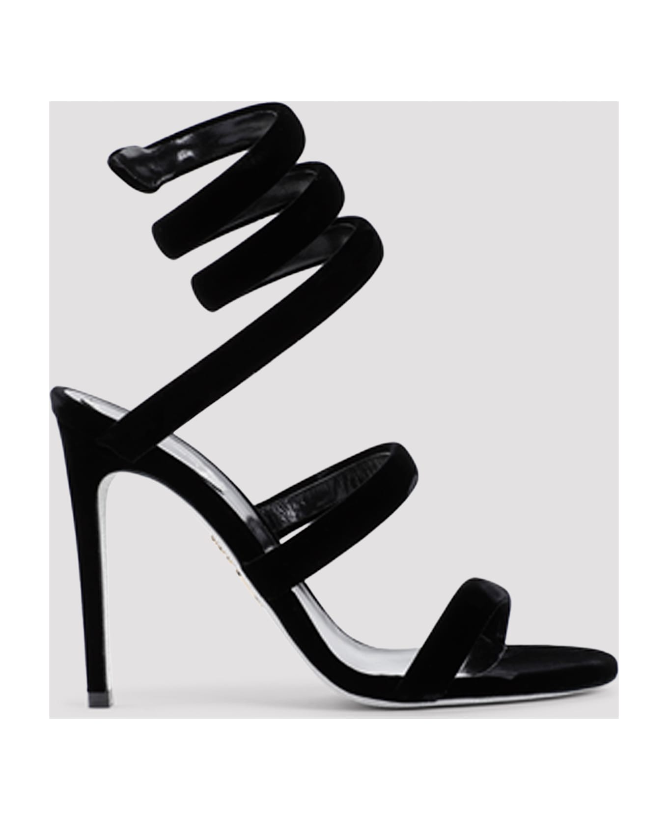 René Caovilla Velvet Snake Sandals - Black Velvet