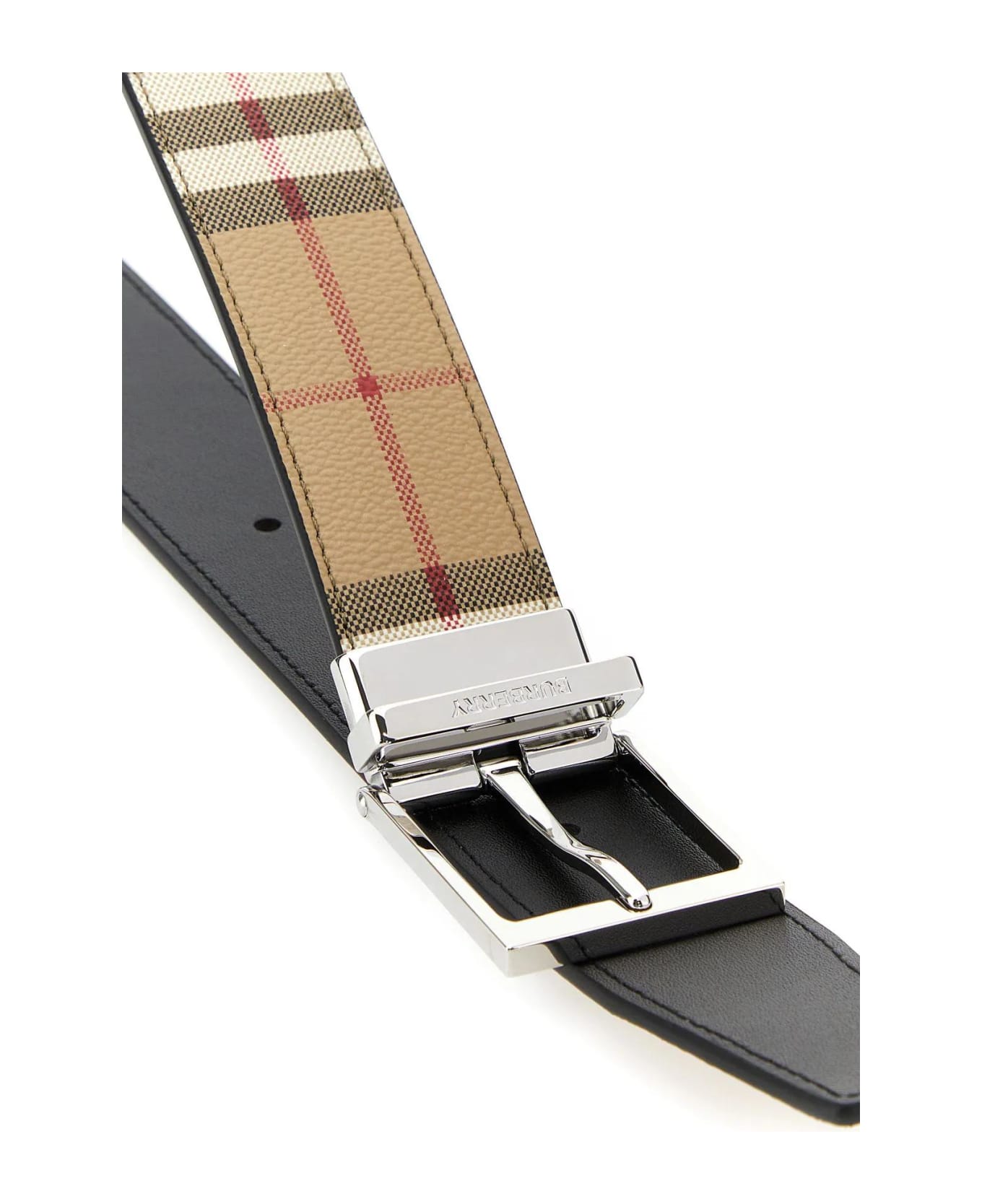 Burberry Printed E-canvas Belt - Archive Beige Silver