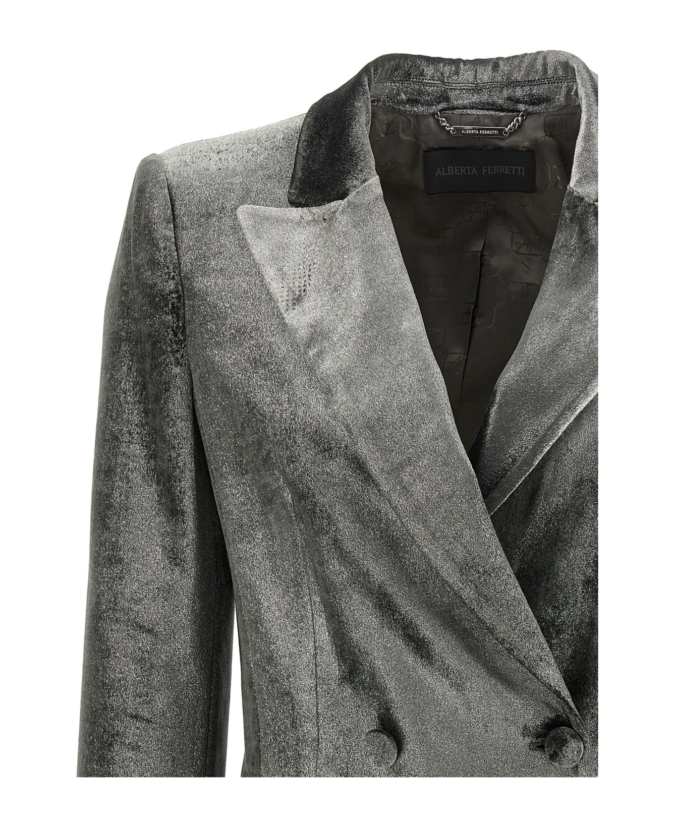 Alberta Ferretti Velvet And Lurex Blazer - Fantasy Grey