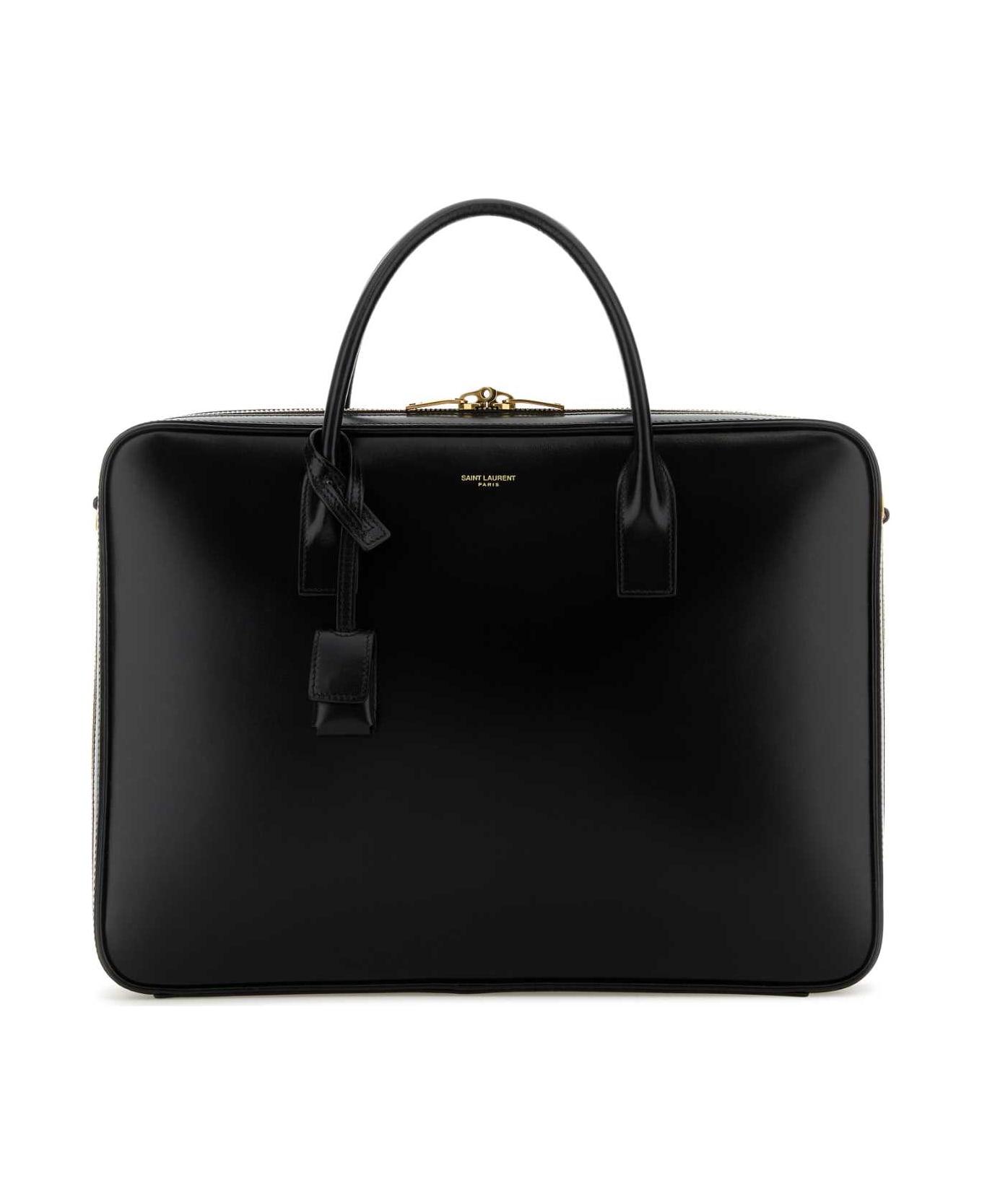 Saint Laurent Black Leather Large Sac De Jour Handbag - NERO