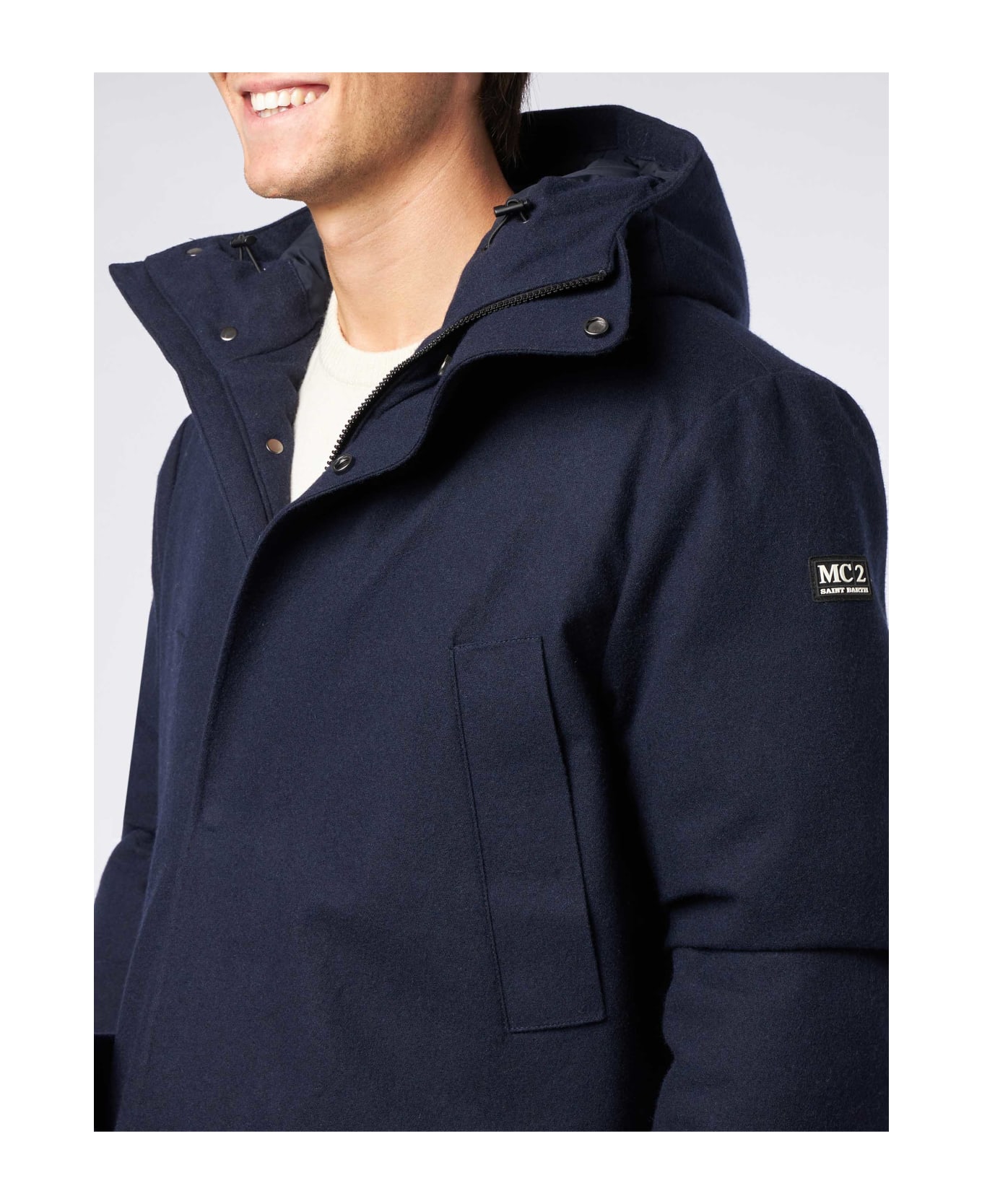 MC2 Saint Barth Man Hooded Blue Parka Jacket - BLUE