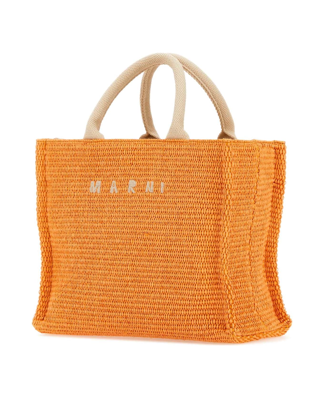 Marni Orange Raffia Small Shopping Bag - ARABESQUE