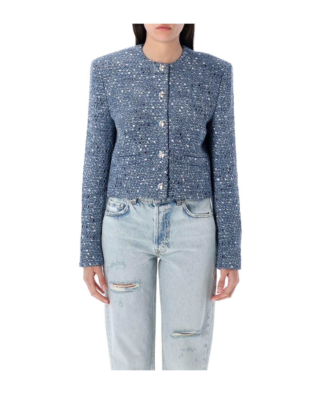 Anine Bing Amber Tweed Jacket - BLUE