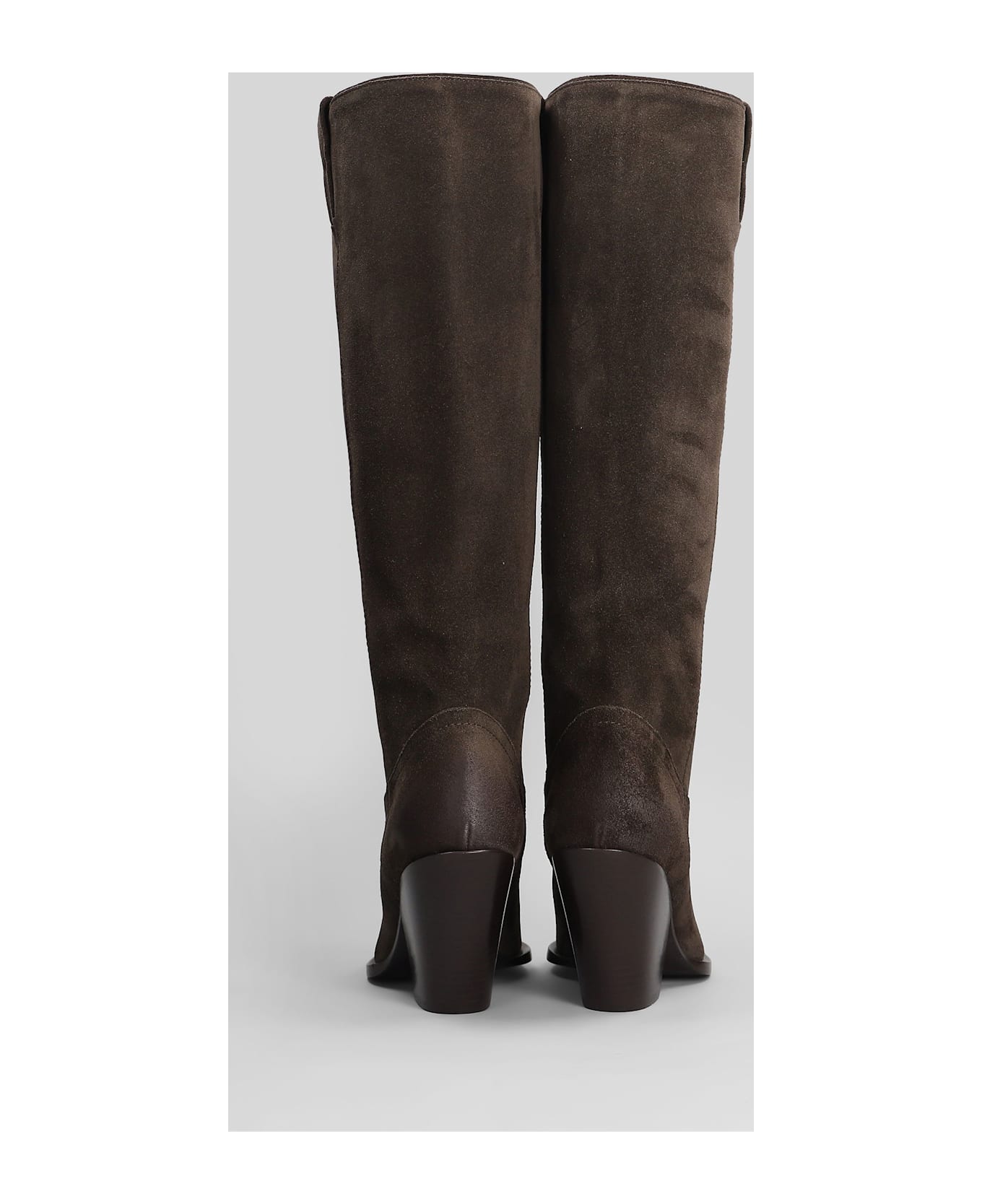 Elena Iachi Texan Boots In Brown Suede - brown