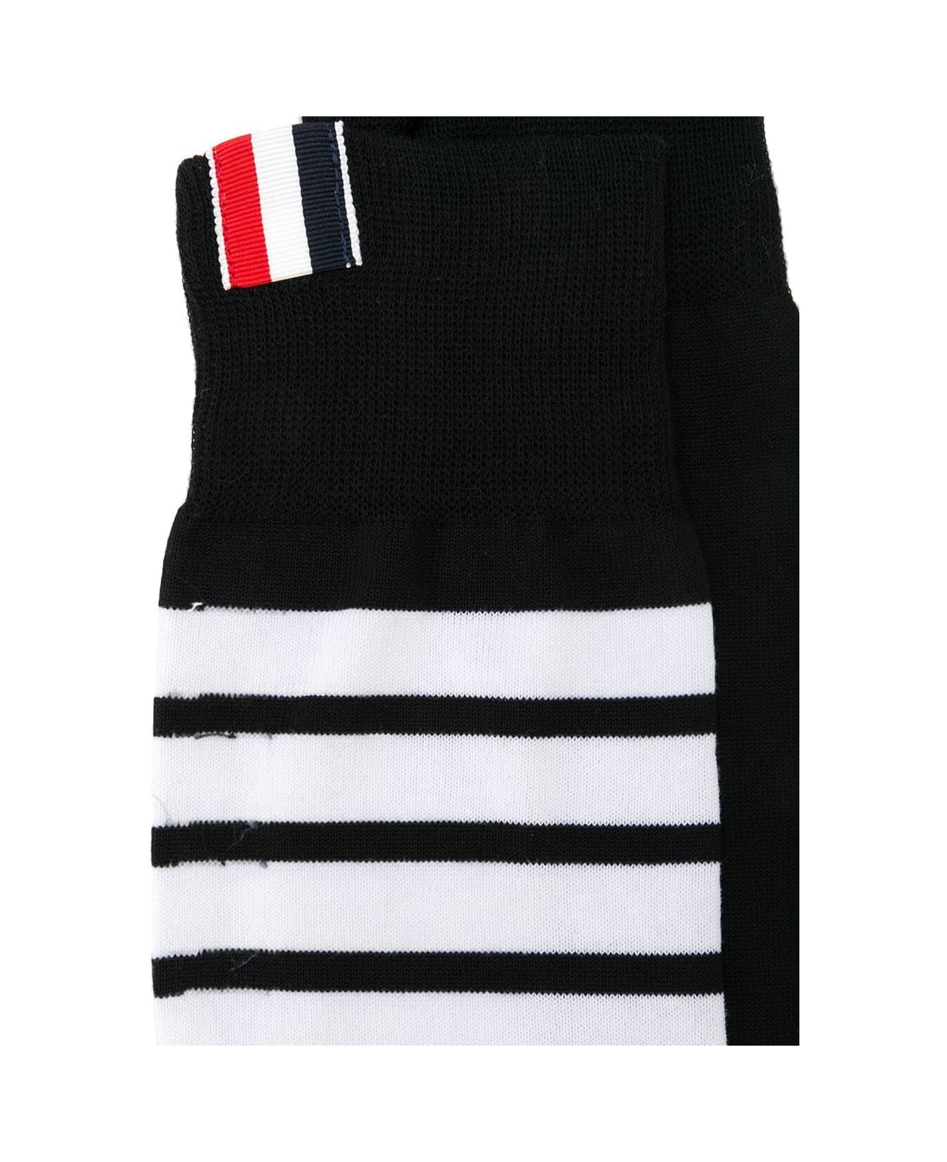 Thom Browne Mid Calf Socks With 4 Bar - Navy