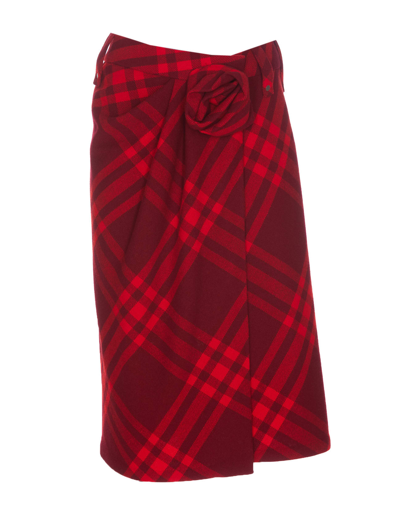 Burberry Check Wool Skirt - Red スカート