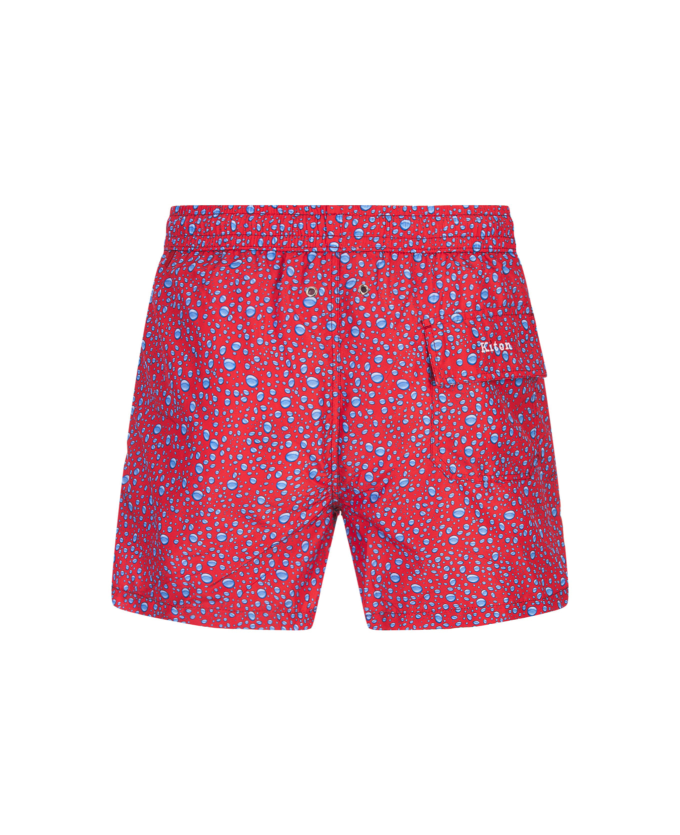 Kiton Red Swim Shorts With Water Drops Pattern - Red