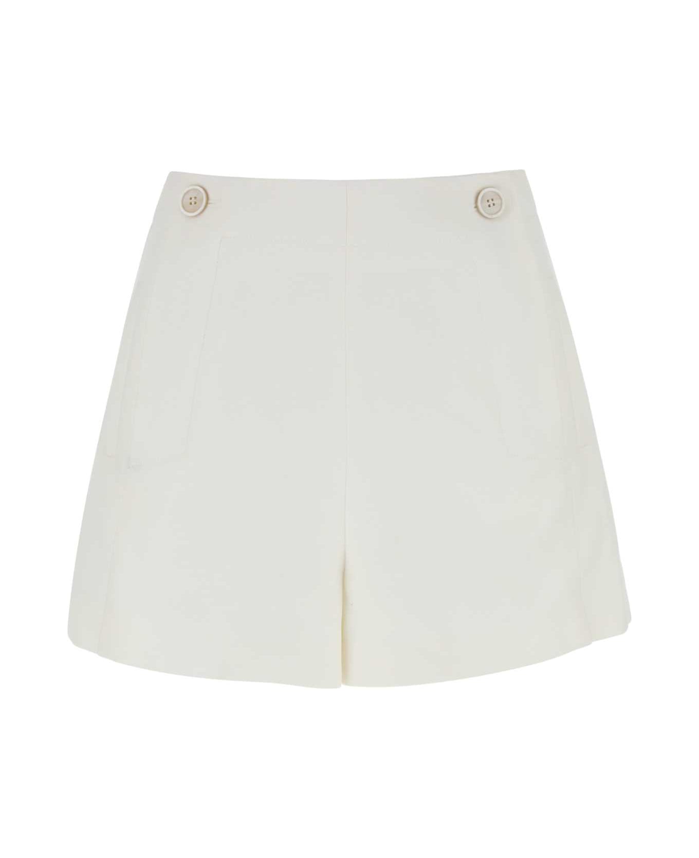 Chloé White Wool Blend Shorts - 107