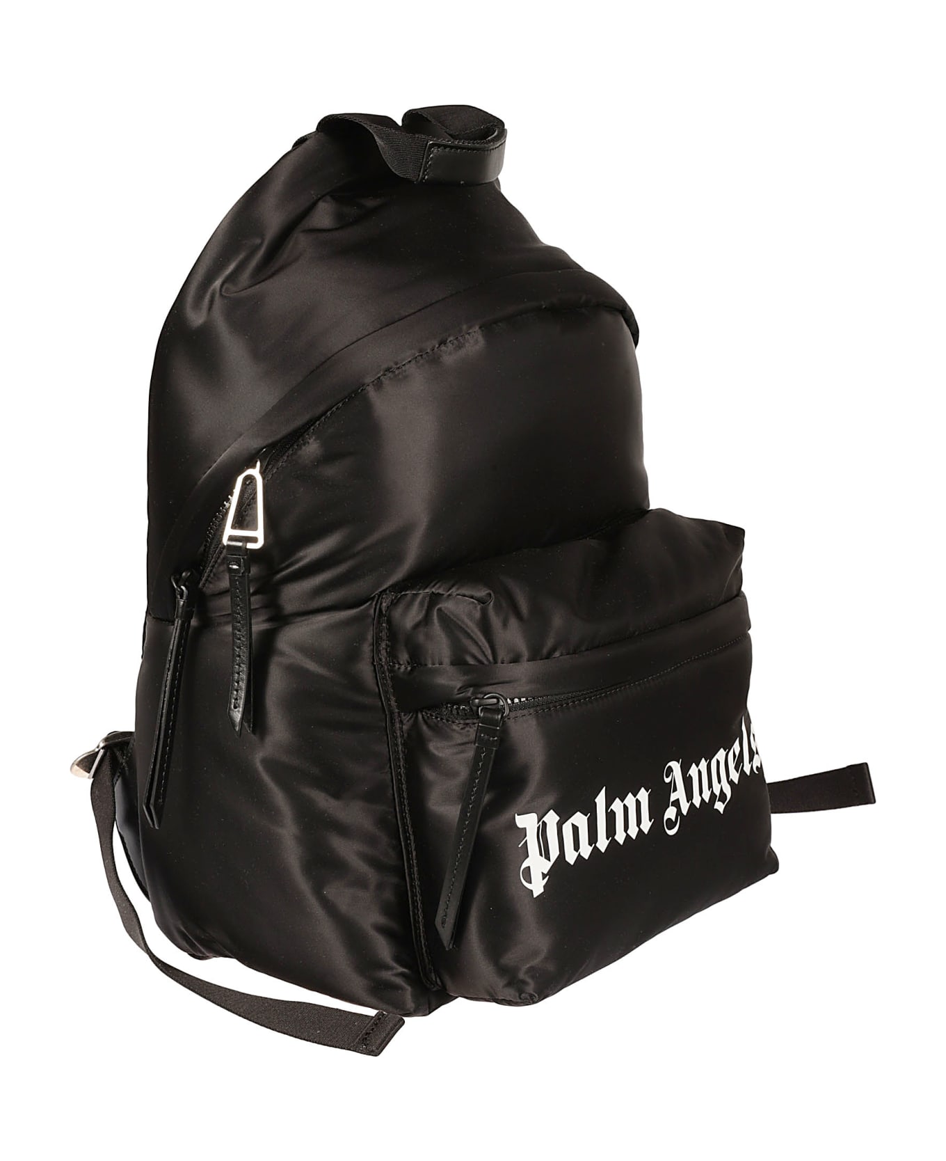 Palm Angels Logo Print Nylon Backpack - Black/White