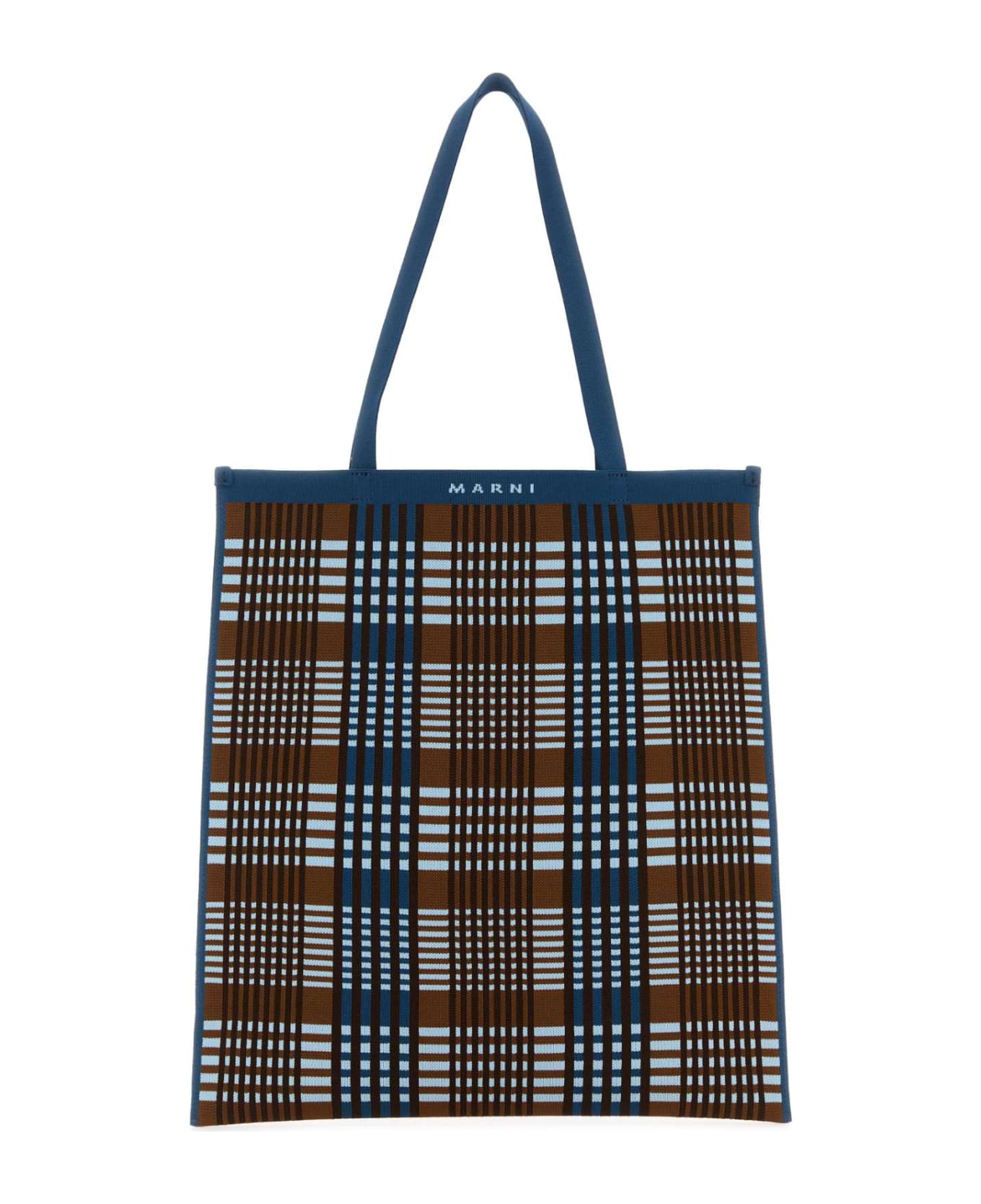 Marni Embroidered Fabric Shopping Bag - LIGHTBLUERUST トートバッグ